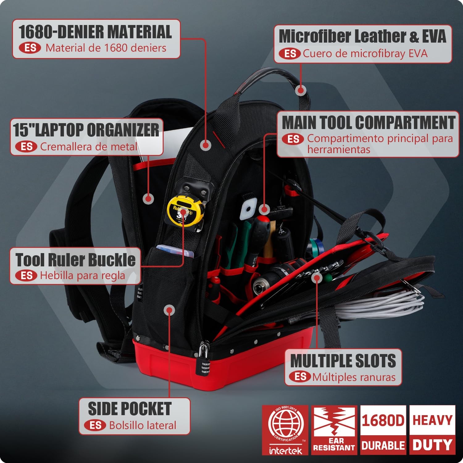 CRIPOP Tool Backpack, Heavy Duty Electrician Backpack with Waterproof Bottom …