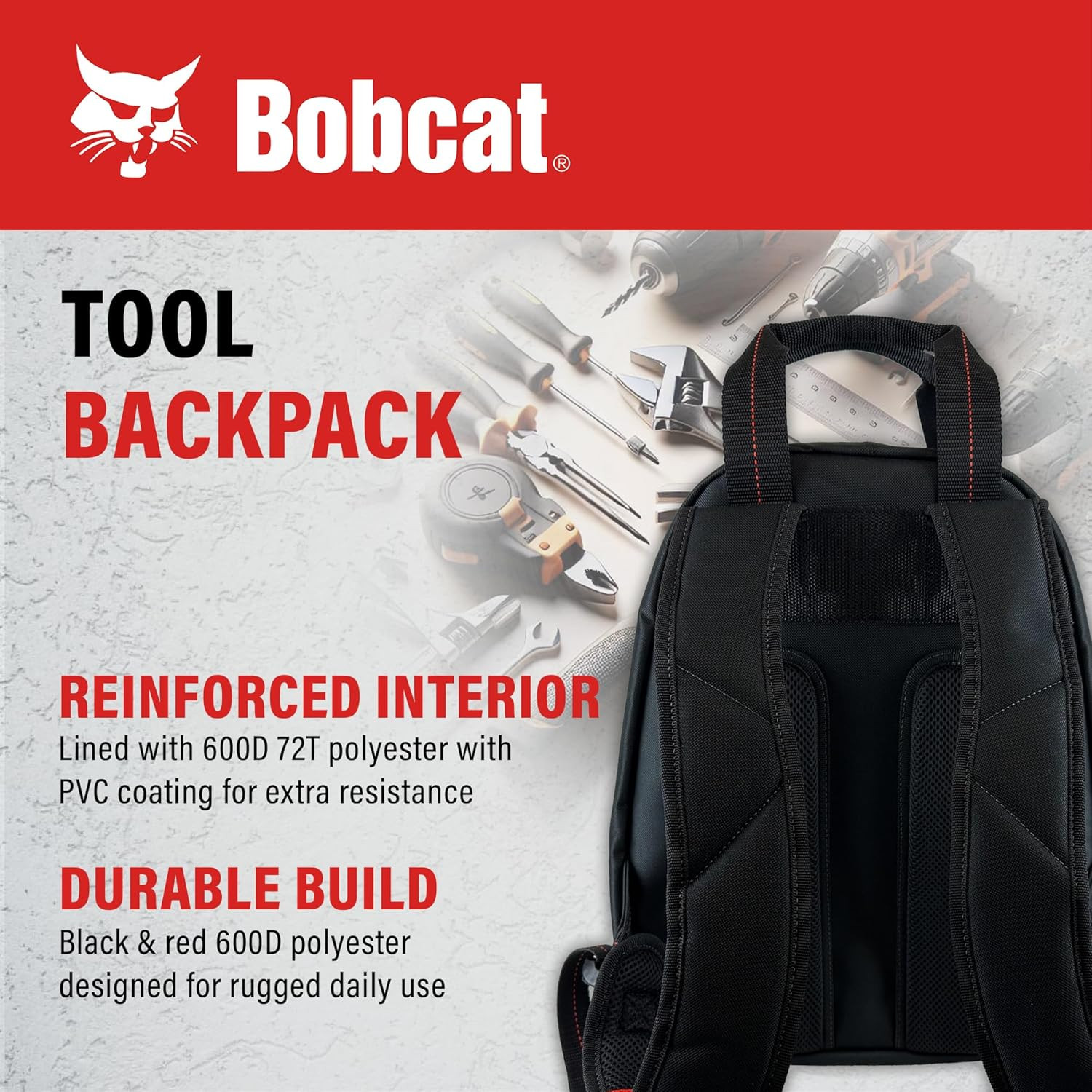 Durable Bobcat Tool Backpack for Electricians, HVAC & Construction Pros