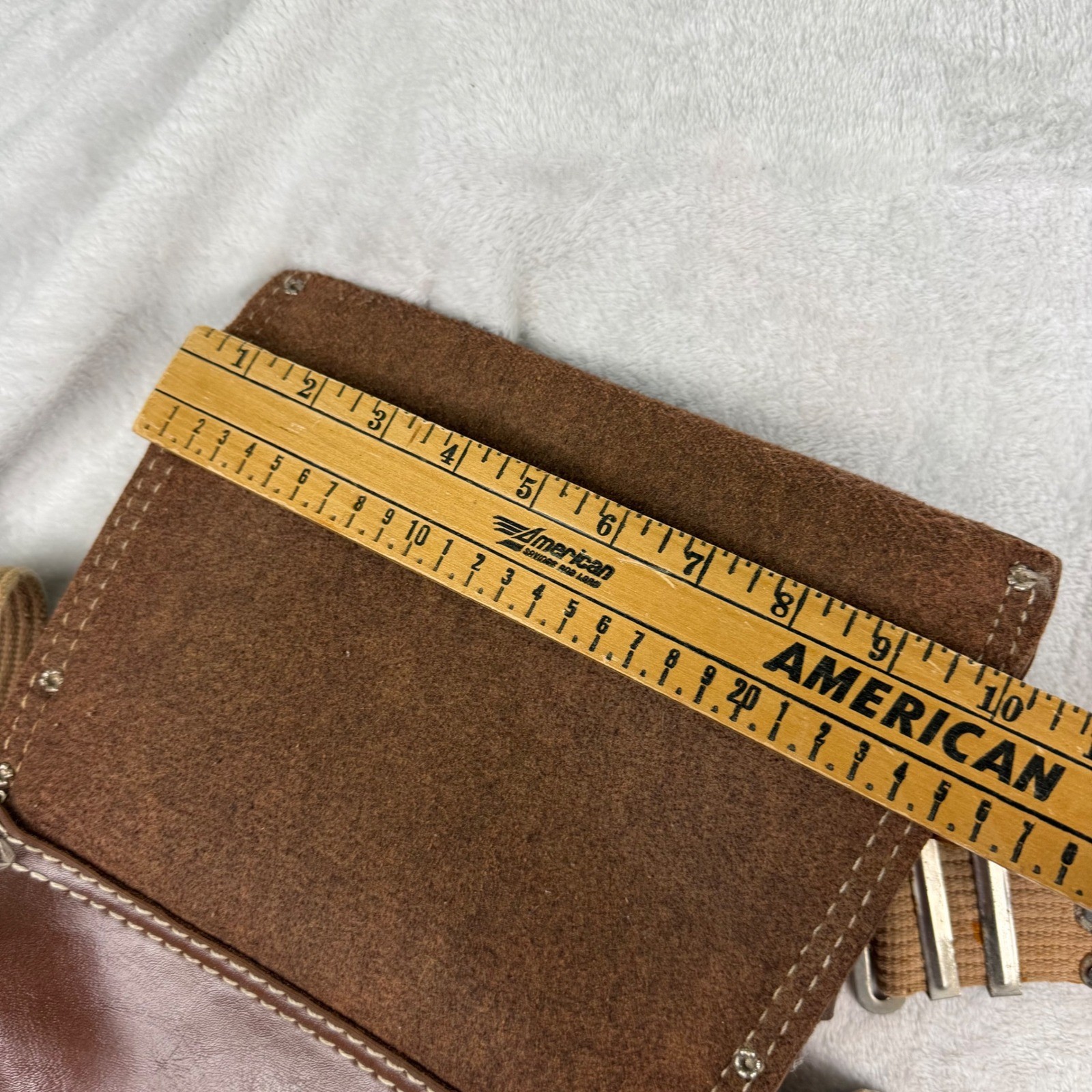 Vintage Sears No 45105 Leather Suede Tool Belt Canvas Strap Brown Work Apron