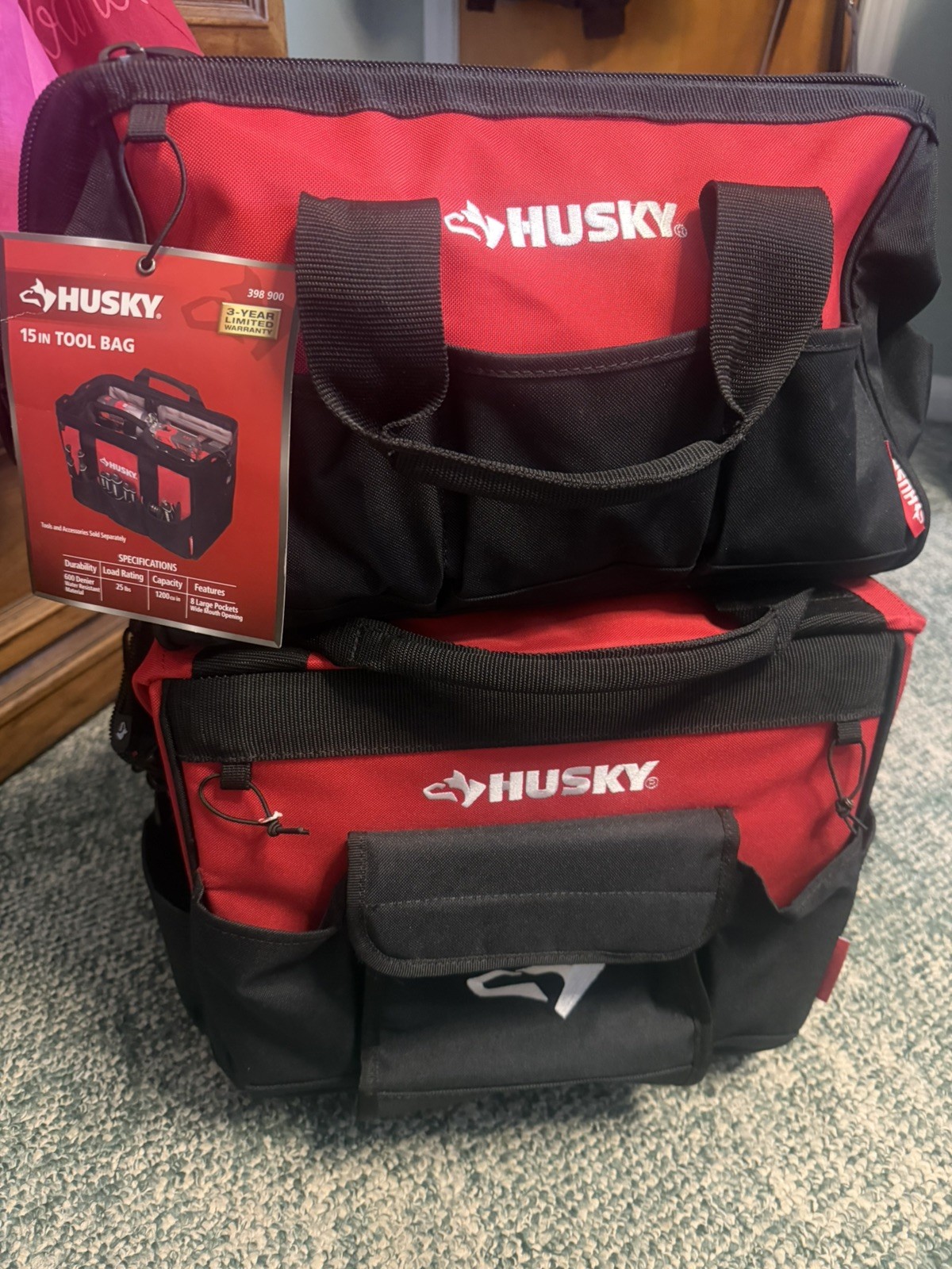 Husky 14 In. 13 Pocket Rolling Tool Bag with 18” bag