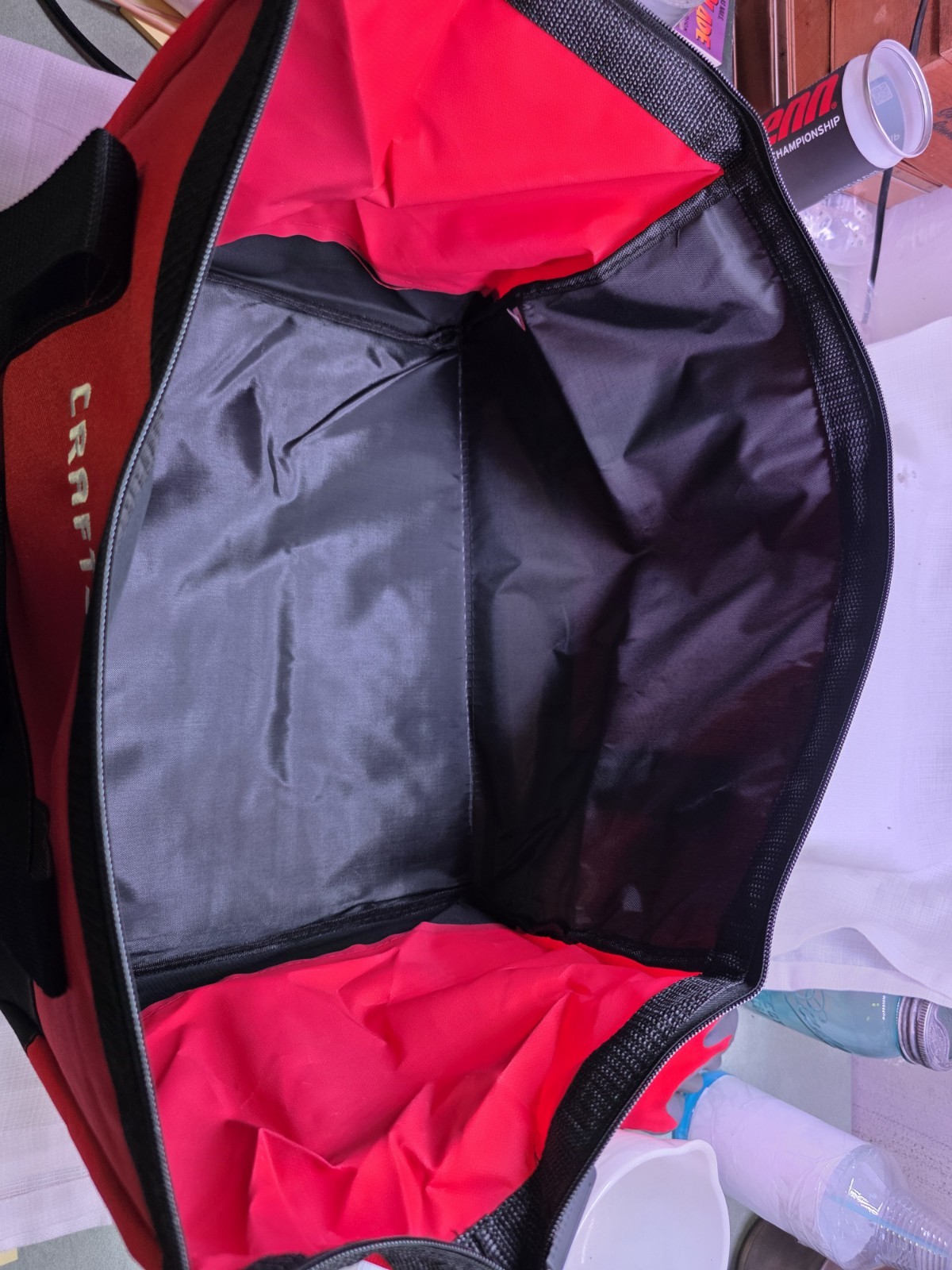 New Craftsman Red Black Soft Sided Zipper Tool Bag Tote Carry Case