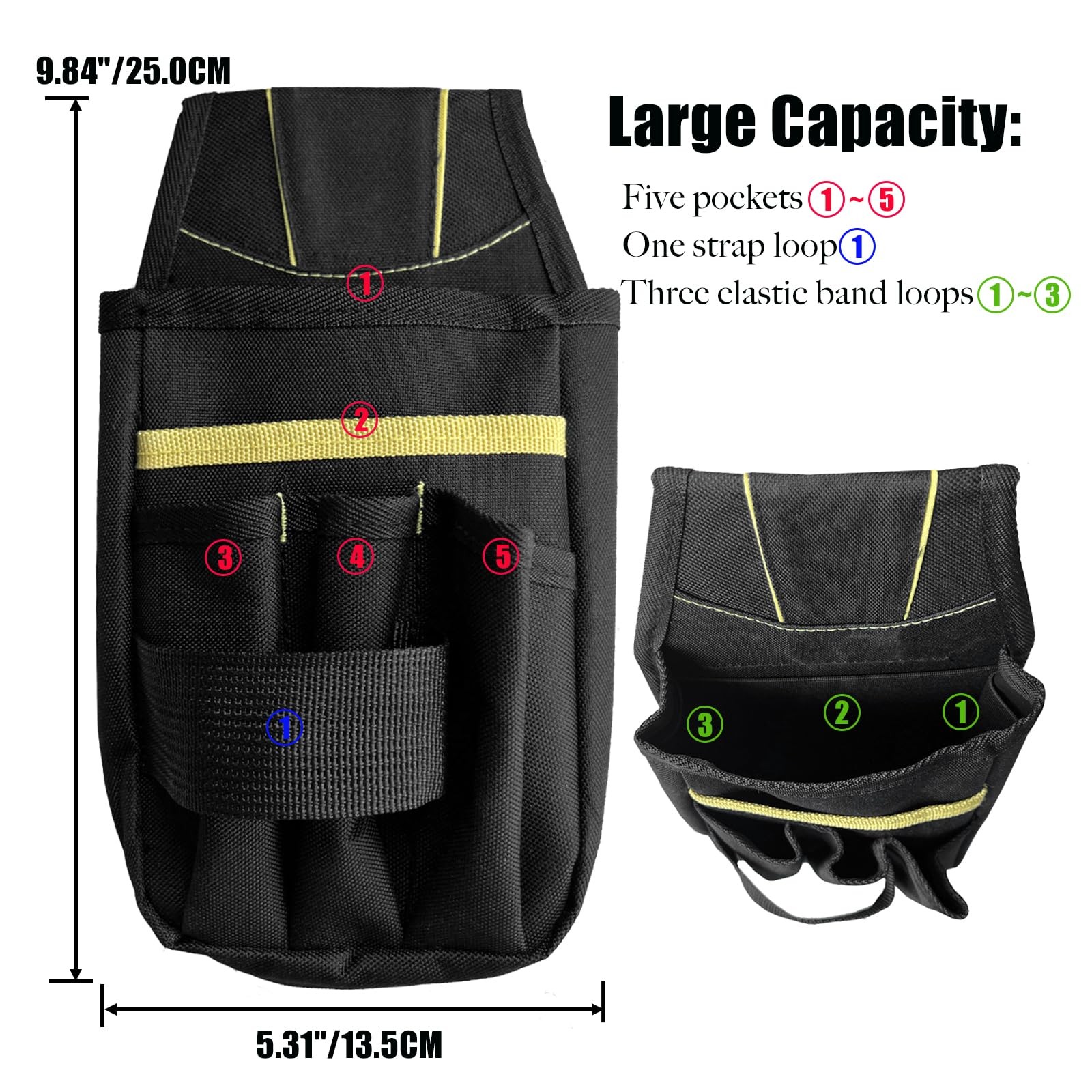 Small Tool Bag with Belt Jacket Multi Pocket Holster Case Yellow