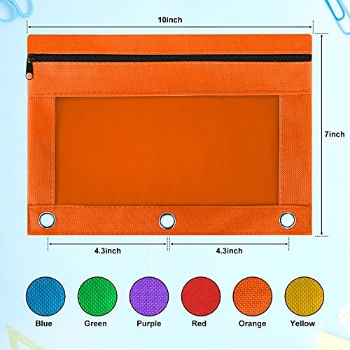 30 Pack 3-Ring Pencil Pouches, Assorted Colors, 9.8″x7.1″ Zipper Pen Cases