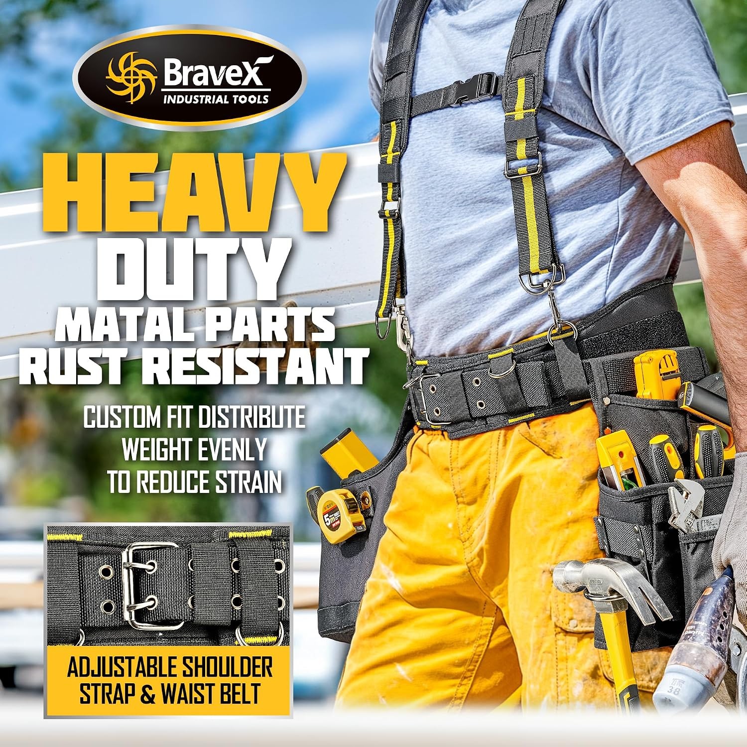Carpenter Tool Vest Bravex 20 Pocket Suspension Rig 1200D