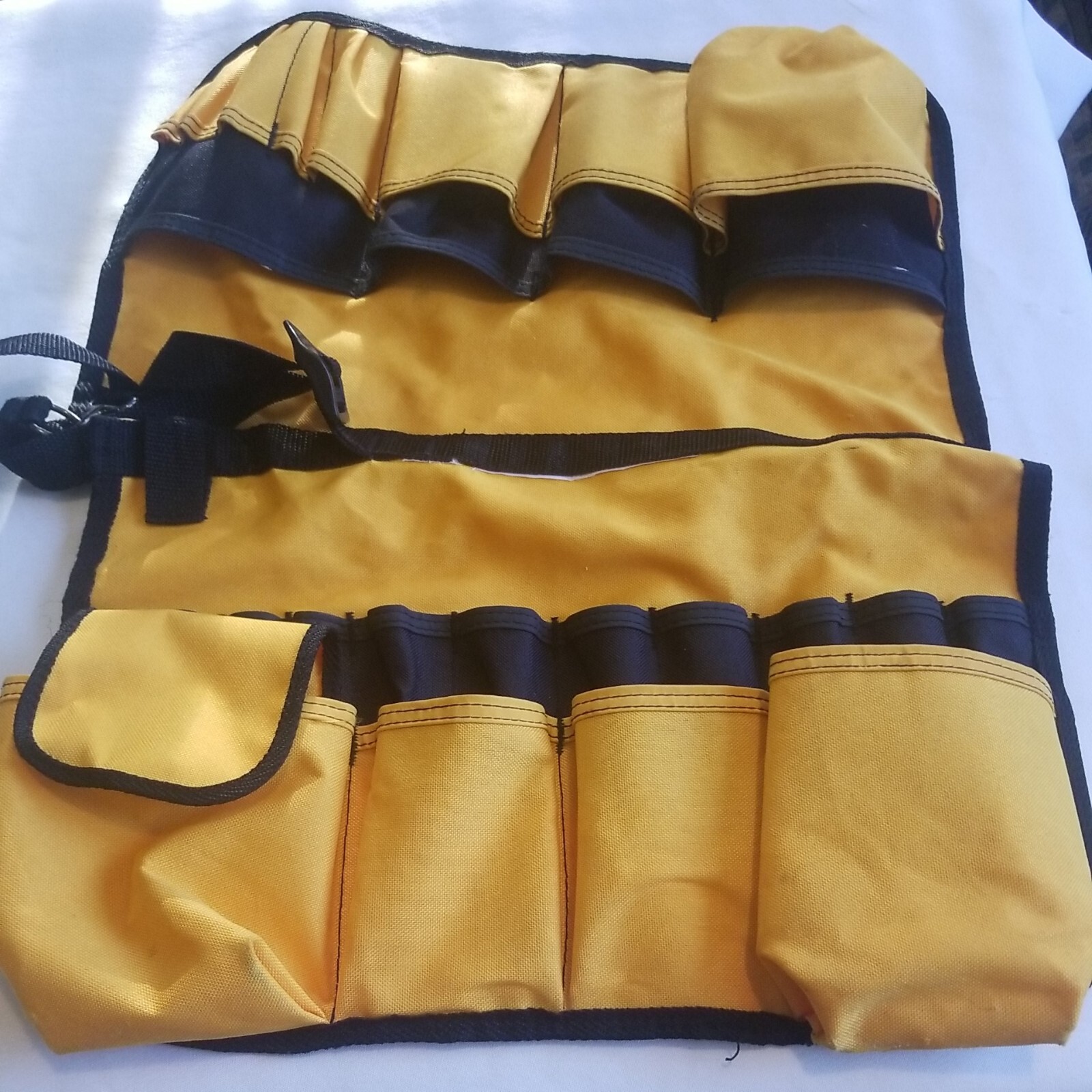 Construction Tool Belt Bag 23 pockets Canvas Yellow & Black Waist 30″to 46″