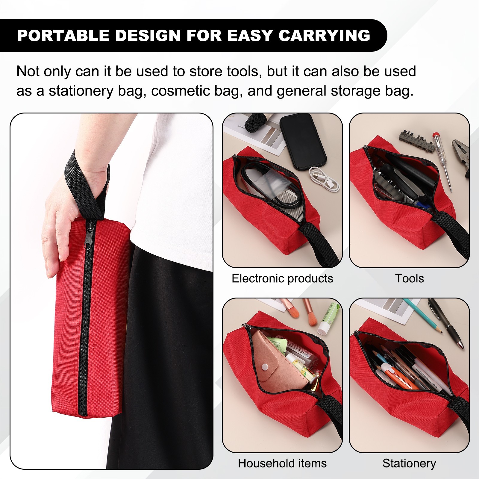 2 Pcs Army Green Multi Purpose Zipper Canvas Tool Pouch 11.8×3.9×3.9″