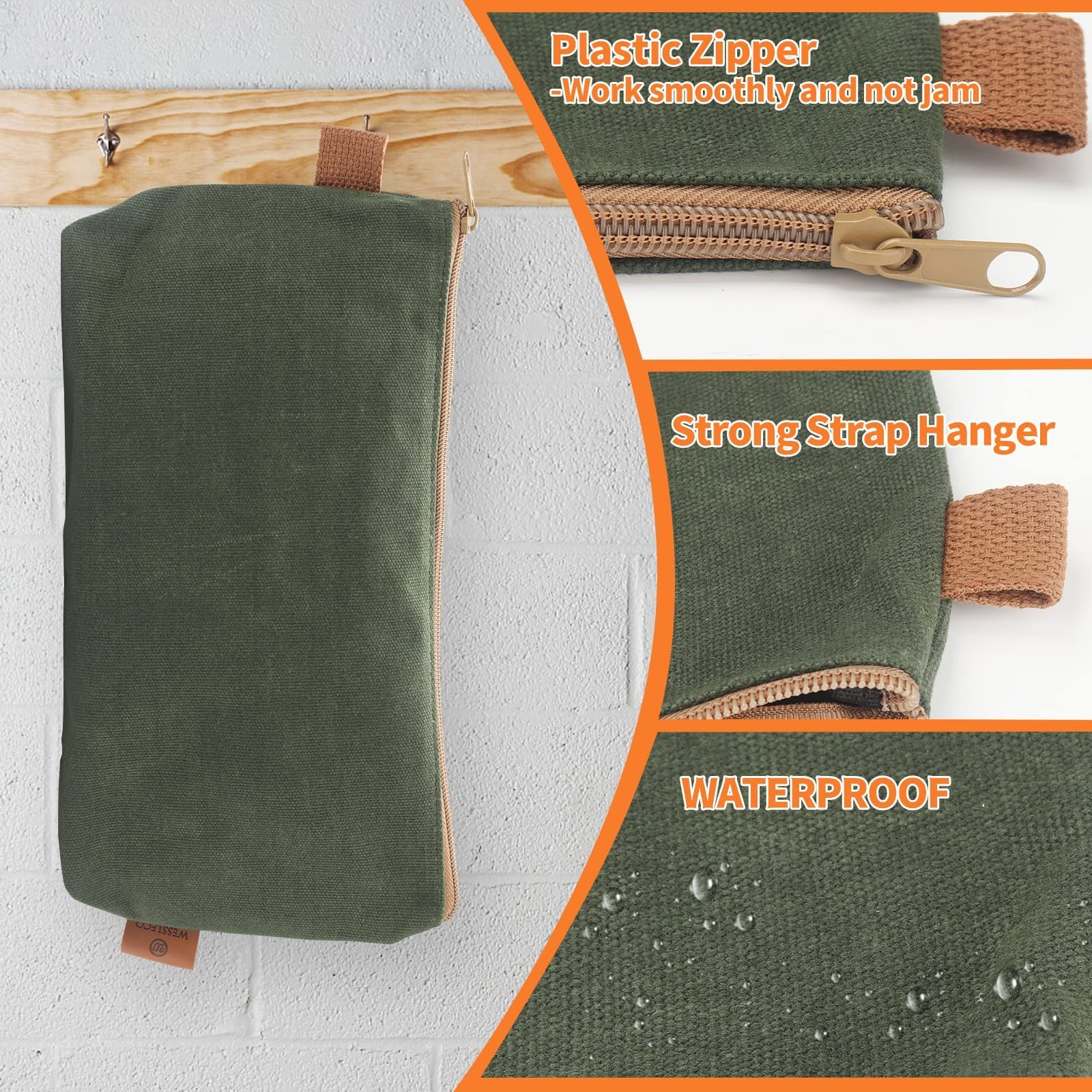 Canvas Zipper Pouch, 3 Pack Small Tool Pouch Organizer, Heavy Duty 16OZ Waxed…