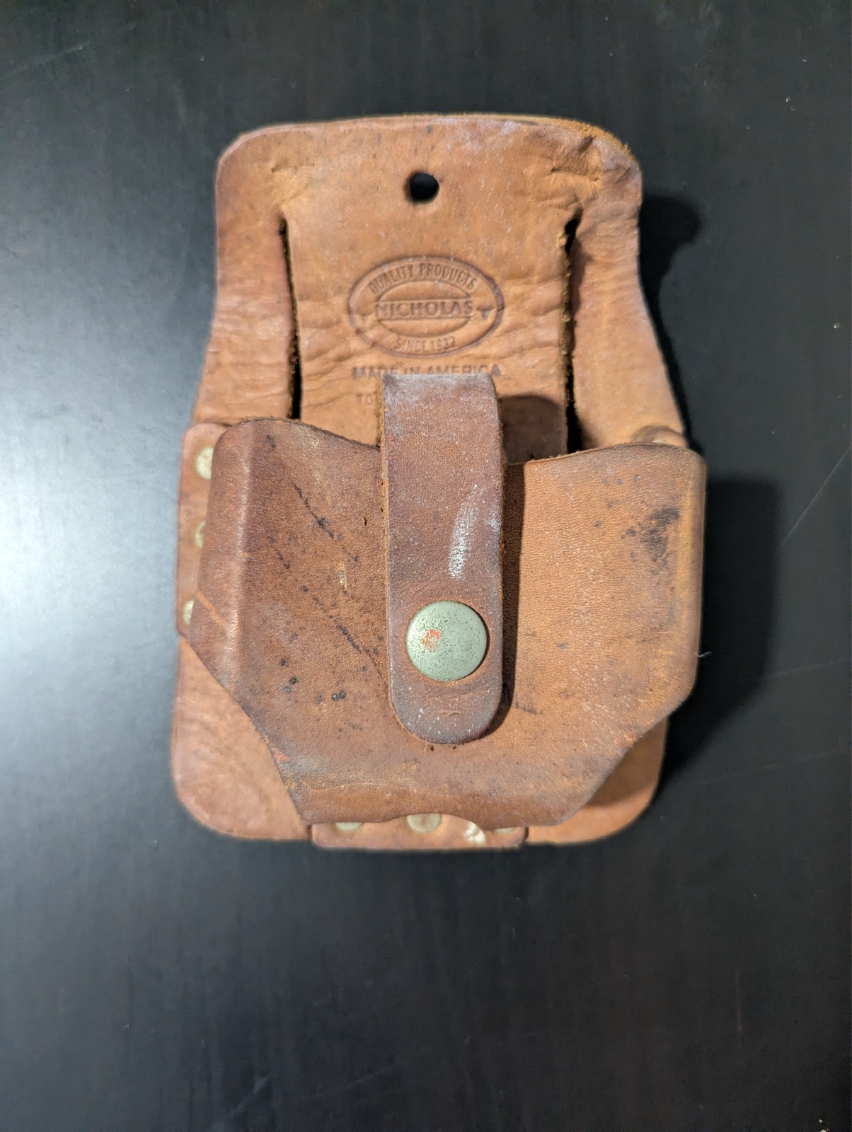 Vintage Nicholas Top Grain Cowhide Leather Small Tape Holder Tool Belt