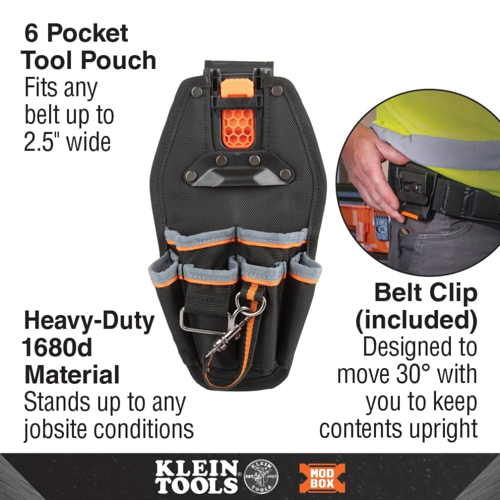 Klein Tools Cloud Grey Utility Holster Pouch Quick Exchange 6 Pocket Heavy Duty