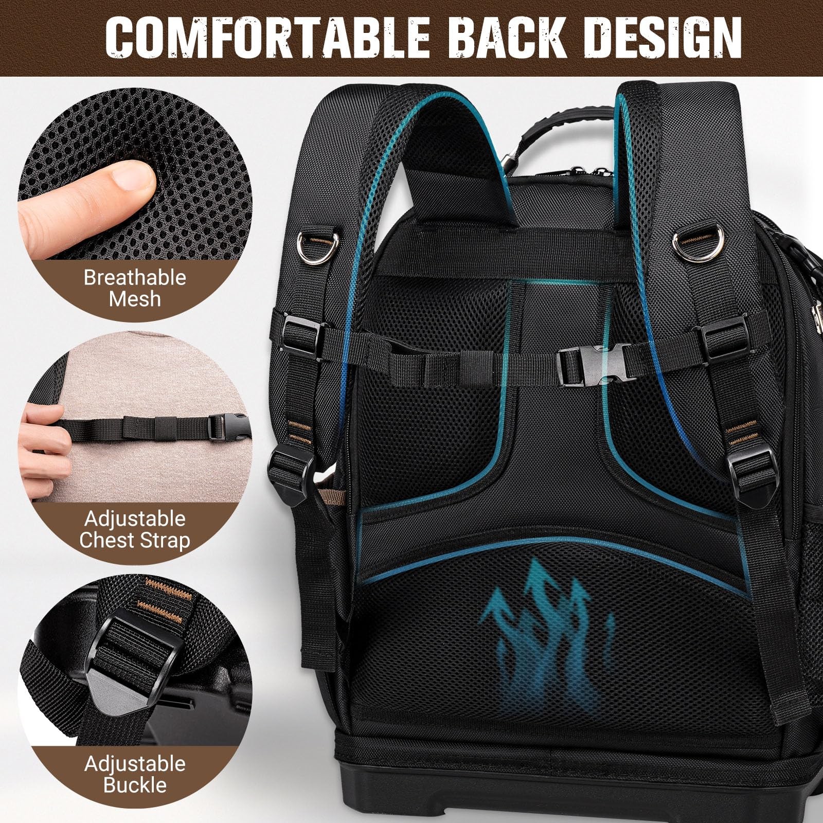 Tool Backpack Heavy Duty, Tool Bag Backpack with Laptop Compartment & Molded …