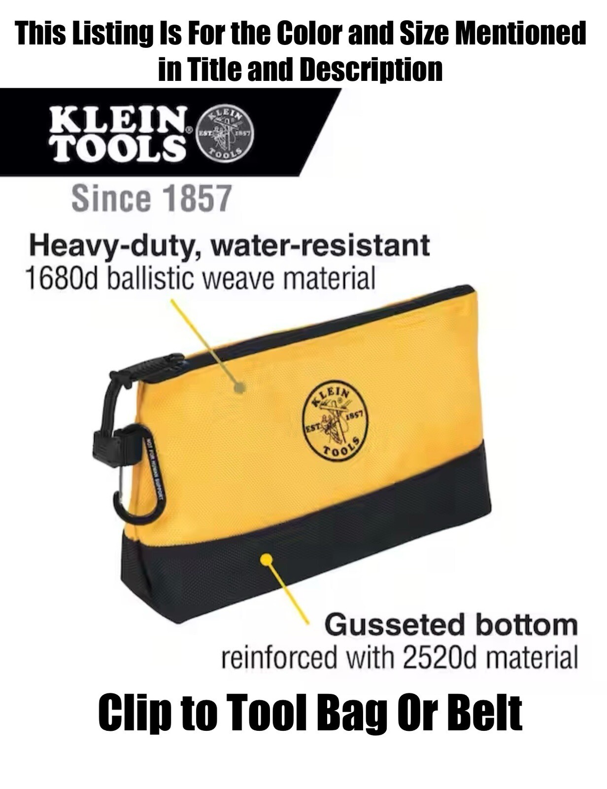 Klein Tools Ballistic Weave Heavy Duty Bag With Carabiners -BLUE Drill Bit Size