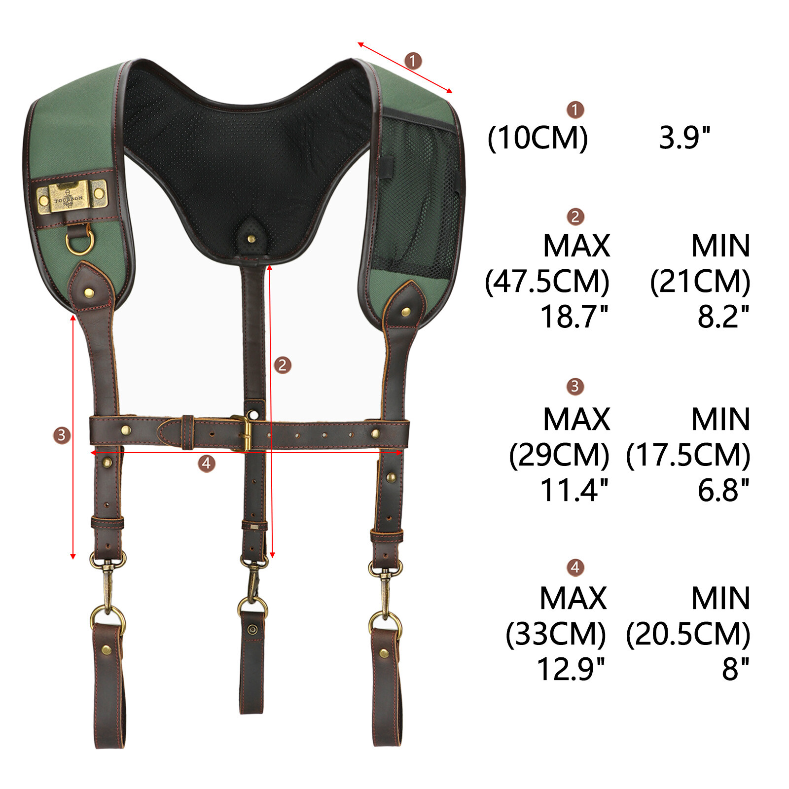 TOURBON Canvas Tool Harness Suspender Carpenter Rig Belt Contractor Holder Strap