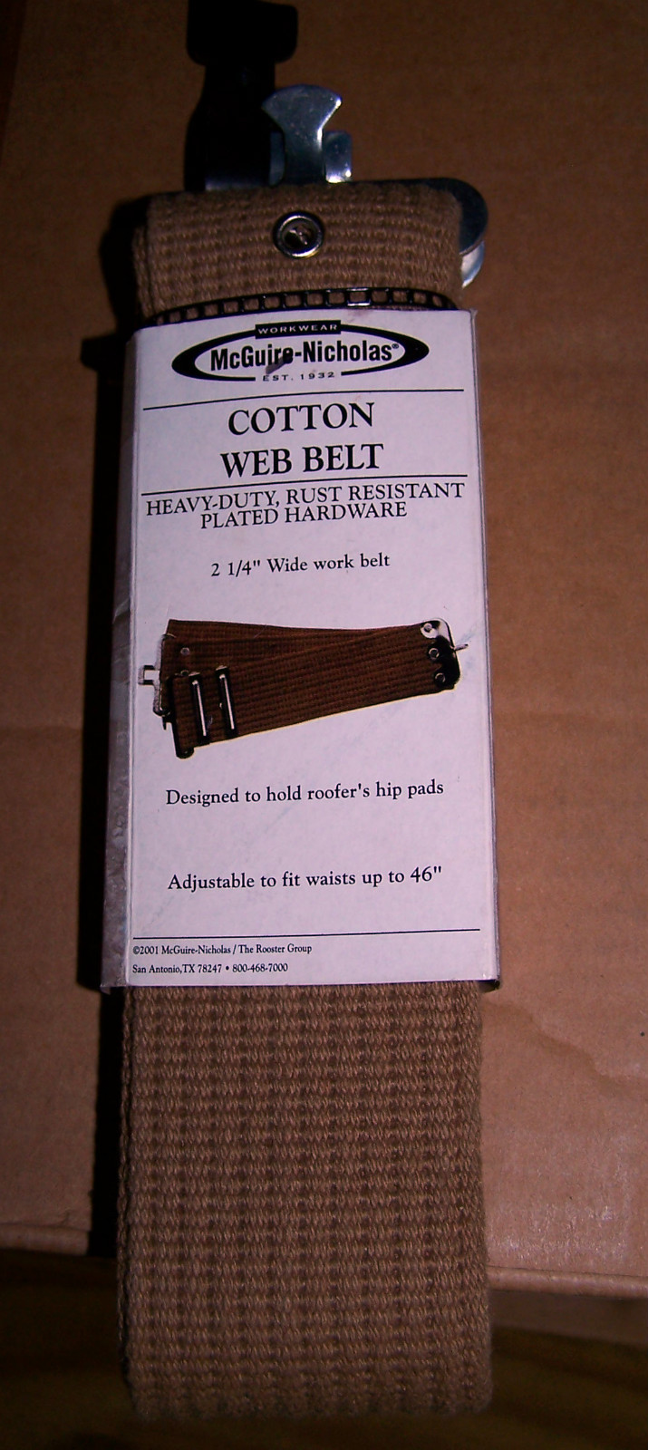 COTTON WEB BELT – McGuire-Nicholas – Fits to 46″ – New!