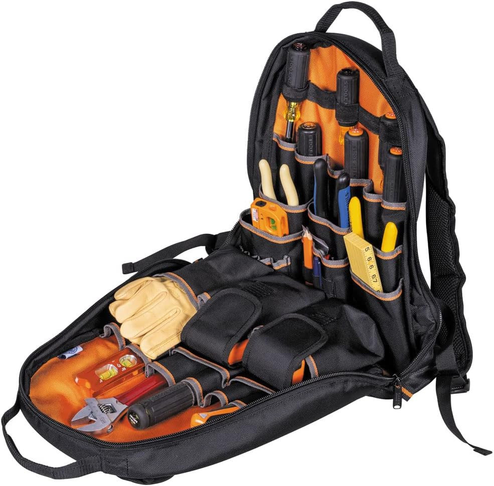 Heavy Duty Tool Bag Backpack with 35 Pockets for Tools and Gear