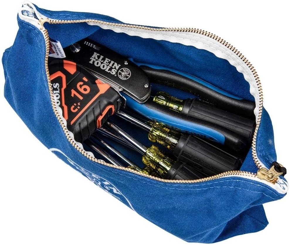Klein Tools 5140 Canvas Zipper Bag Set, 4 Colors, 12.5 x 7-Inch Utility Pouch