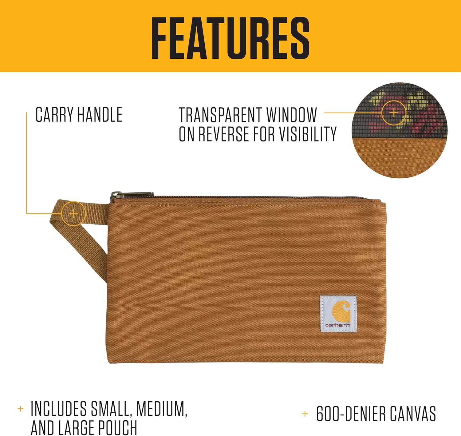 Carhartt Utility Zipper Pouch Set, Durable Water Repellent Organizers Sold in Se