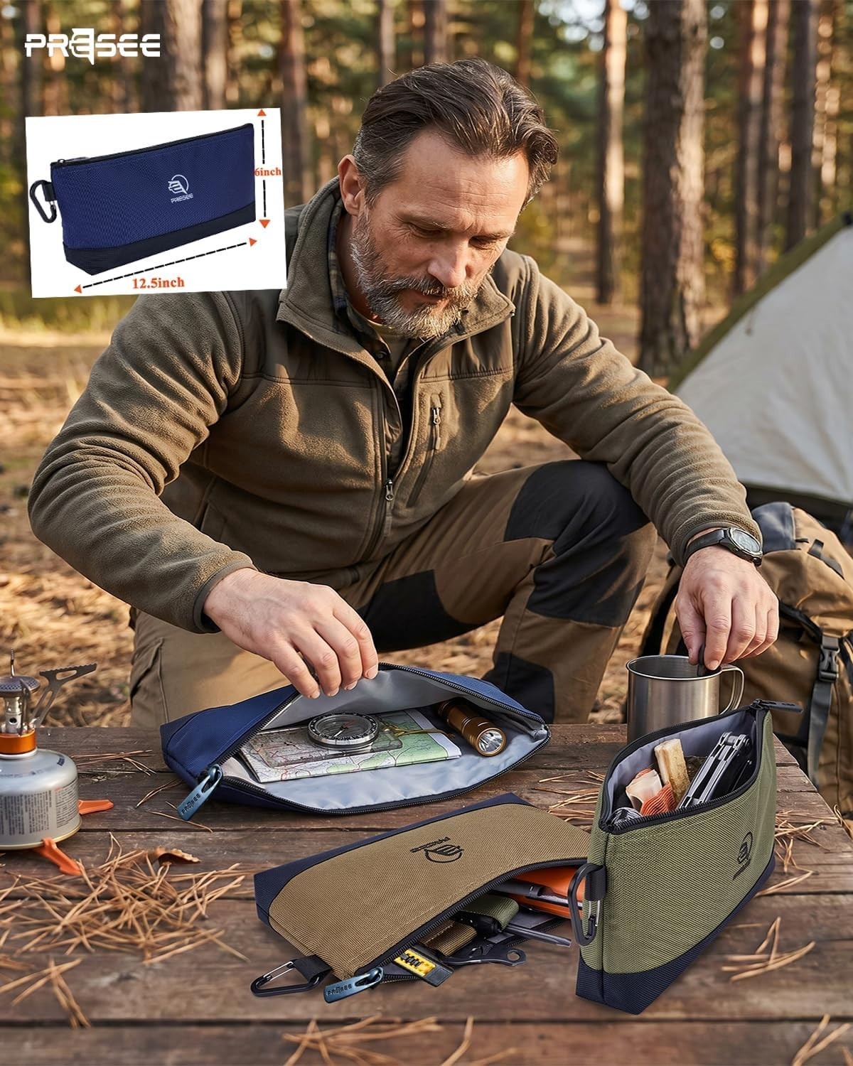12.5-Inch Heavy-Duty Nylon Tool Pouch with Carabiner – Organized Convenience
