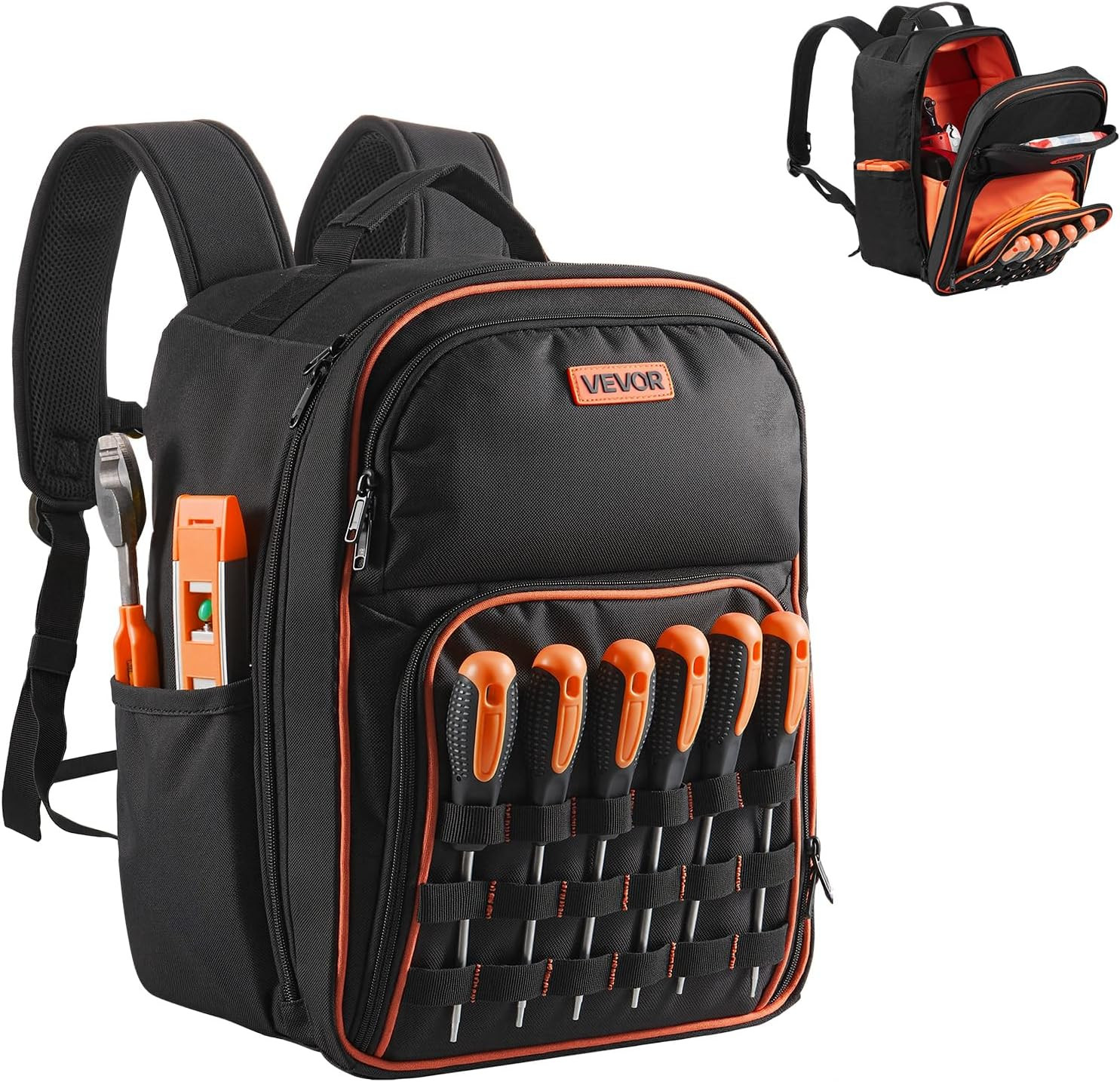 Tool Backpack, 49 Pockets, Heavy-Duty Tools Storage Organizer Work Bags Backpack