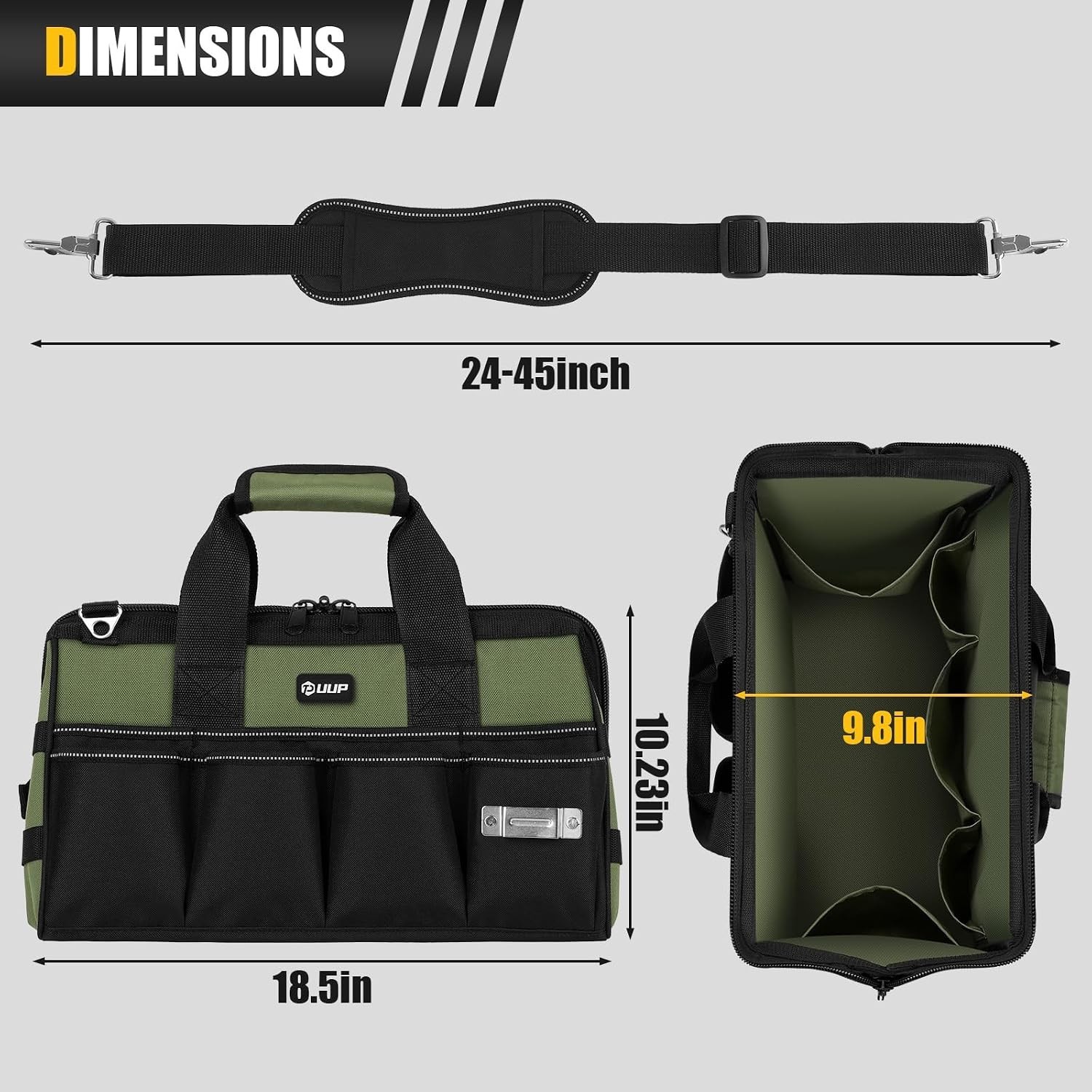18-Inch Large Tool Bag with 16 Pockets – Heavy Duty Storage