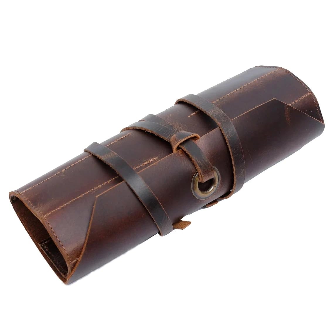 Leather Tool Roll Up Pouch 10 Slots Leather Tool Wrench Roll/Chisel Bag Port…