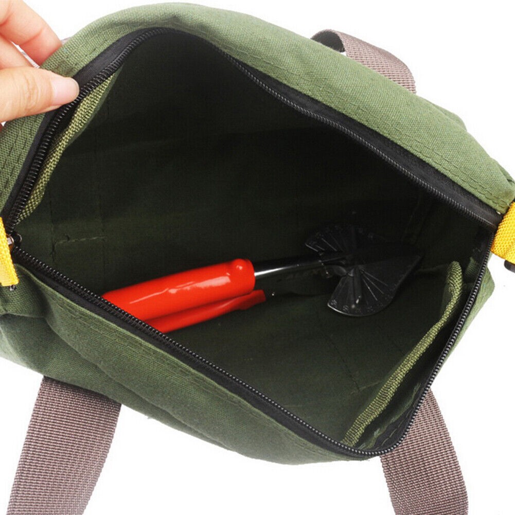 16” HEAVY DUTY GREEN MILITARY STYLE MECHANICS HARD BOTTOM TOOL BAG ZIPPER