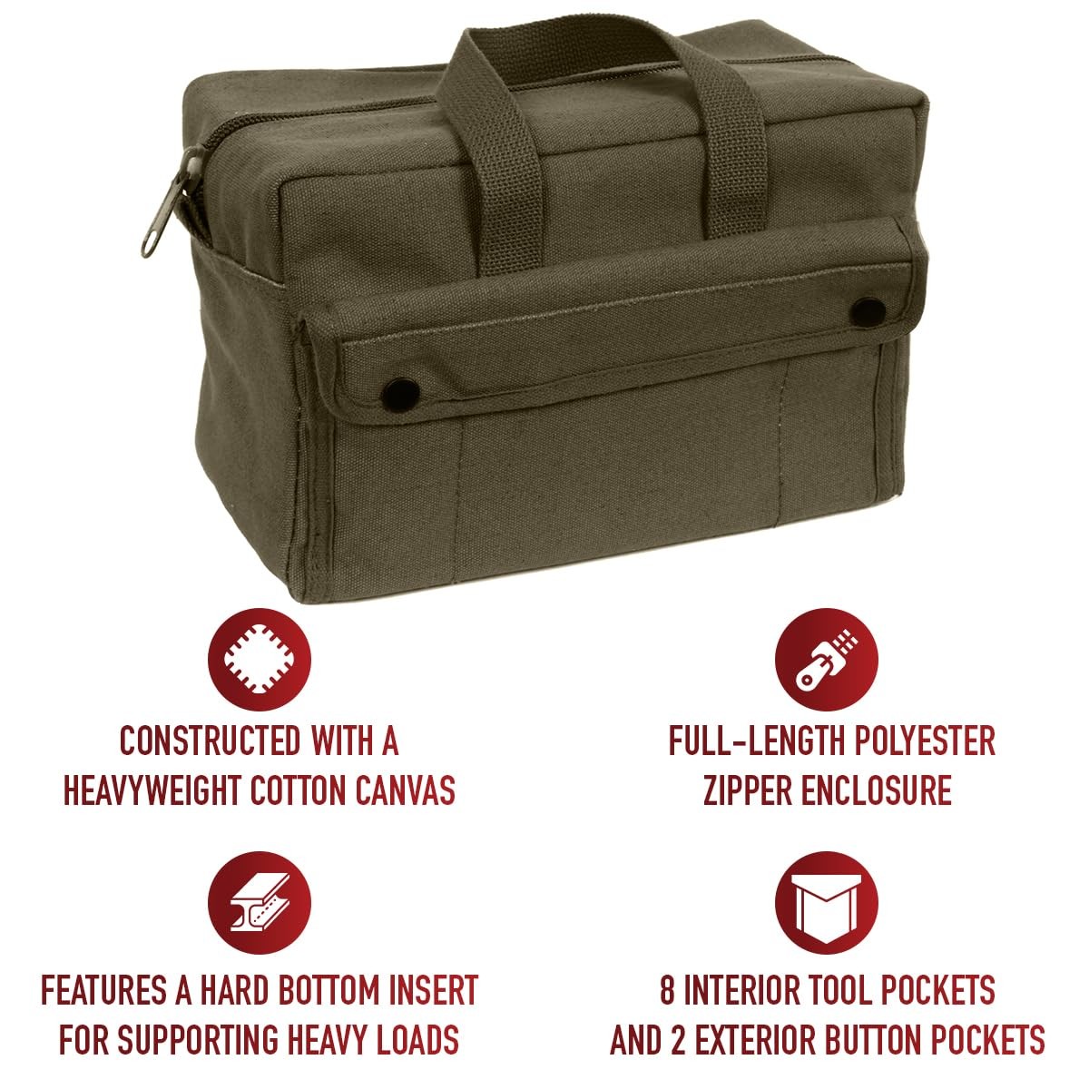 Rothco GI Style Mechanics Tool Bag, Heavy-Duty Canvas One Size, Olive Drab