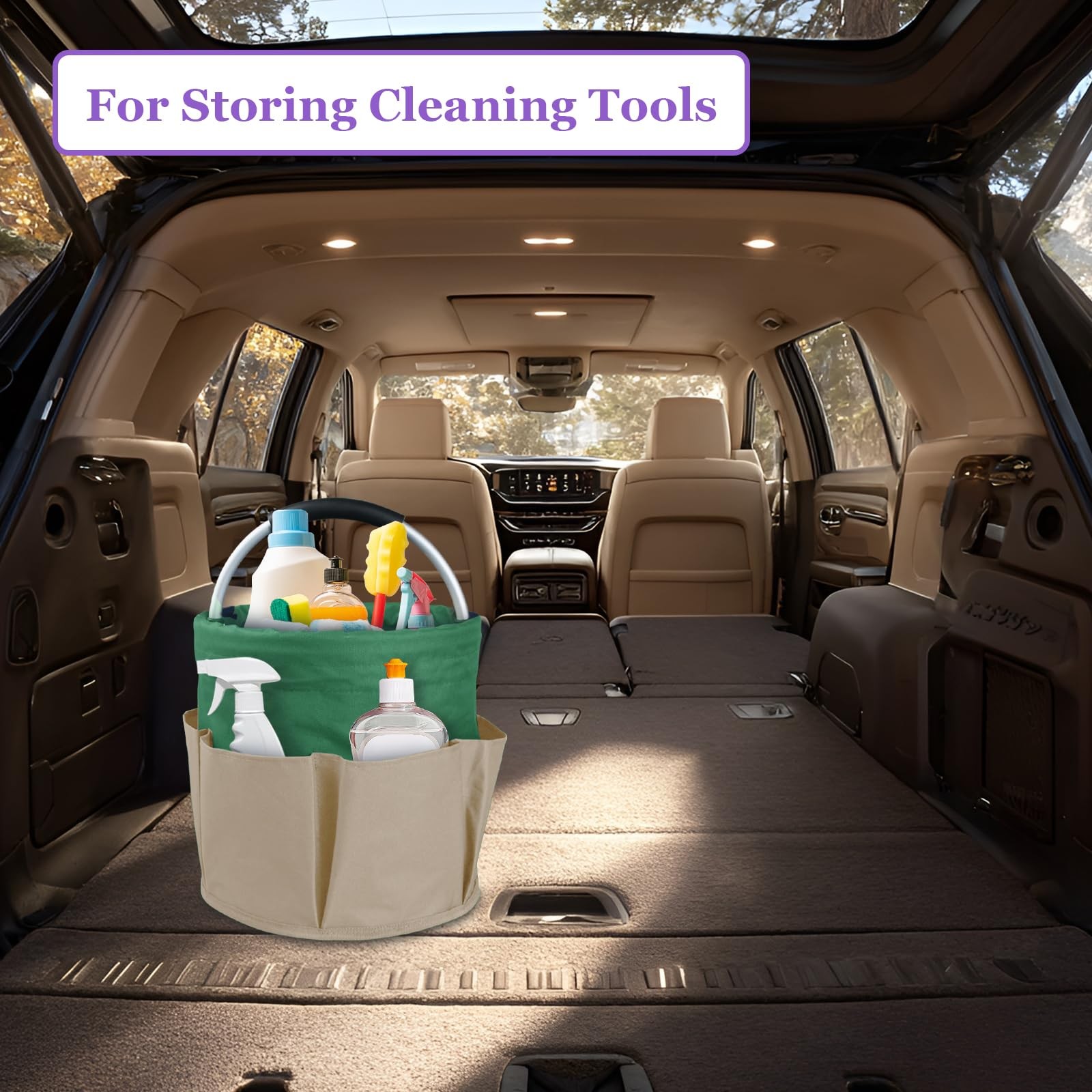 Set of 2 Foldable Cleaning Caddy for Cleaning Supplies, 17L Household Tool Bu…