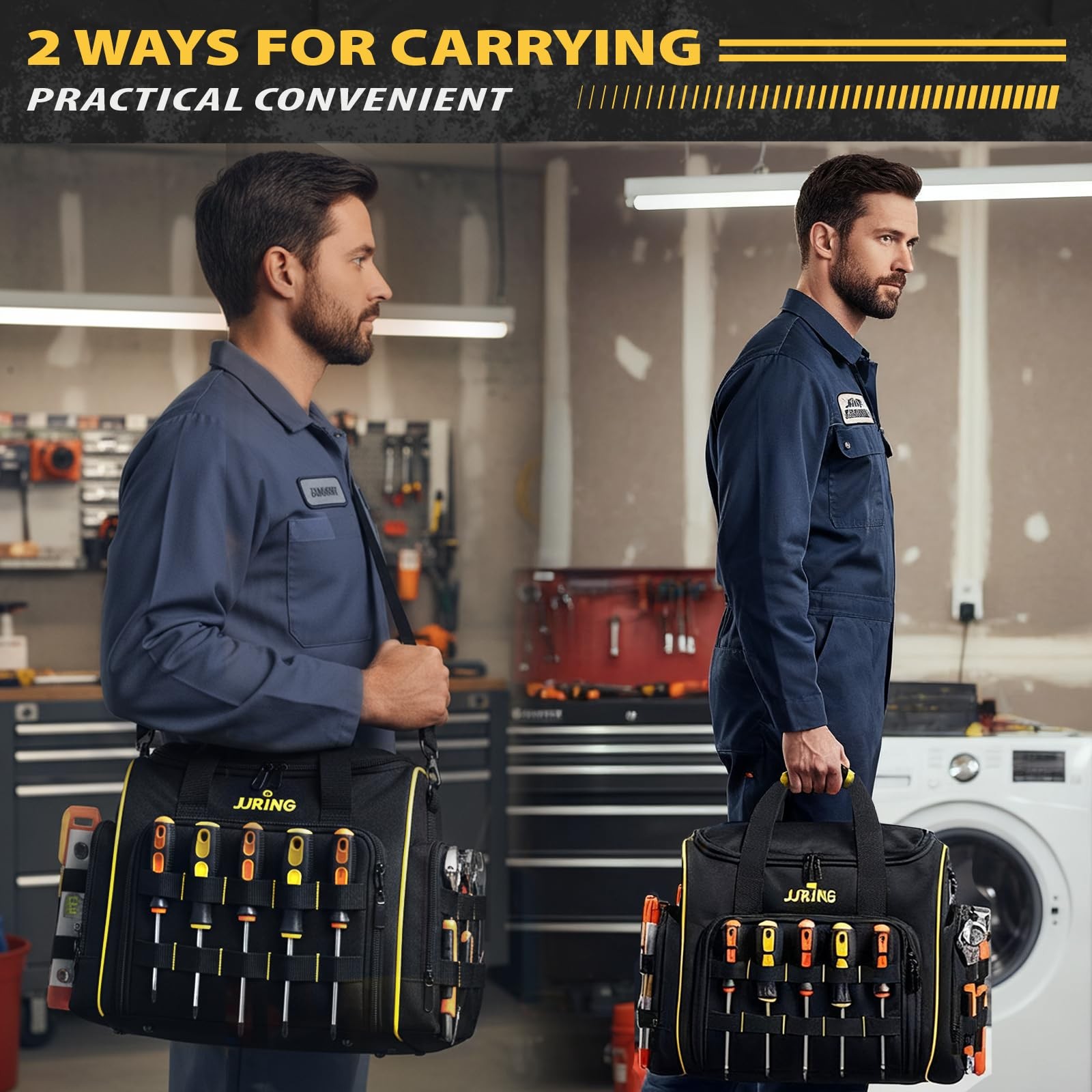 2.0 Gen Tool Bag 3 Removable Cases Double Layer Large Capacity Tote Yellow
