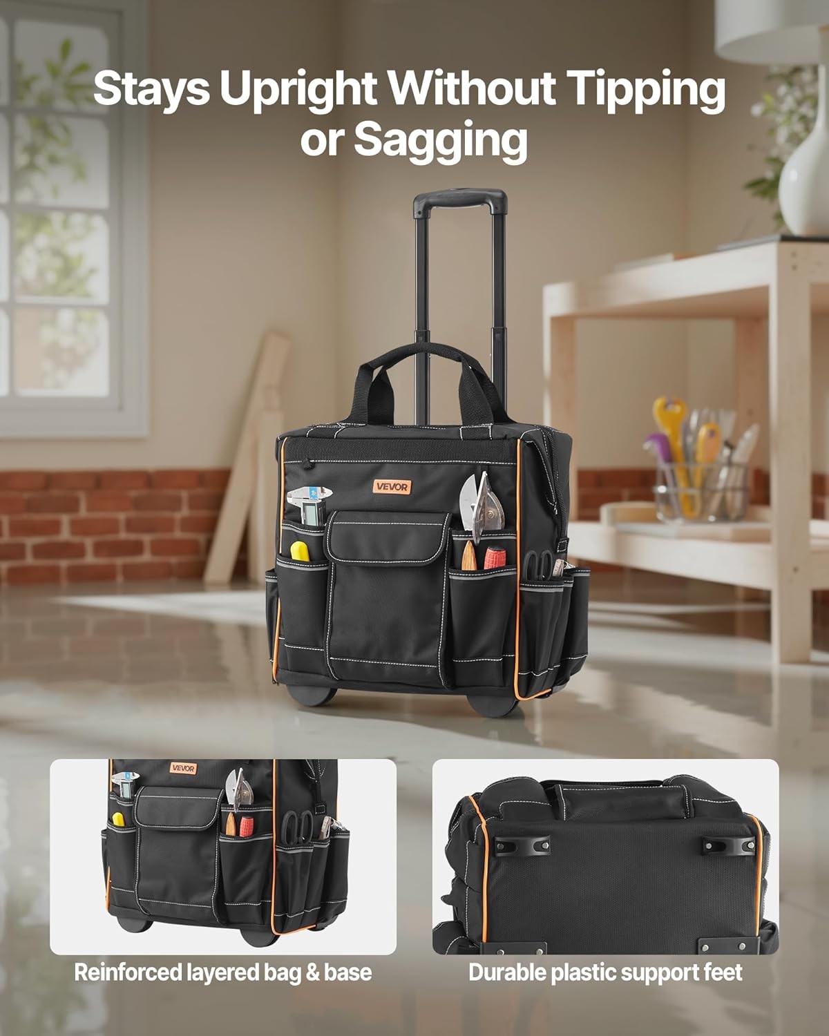 Wheeled Tool Bag VEVOR 15″ 110LB 25 Pockets