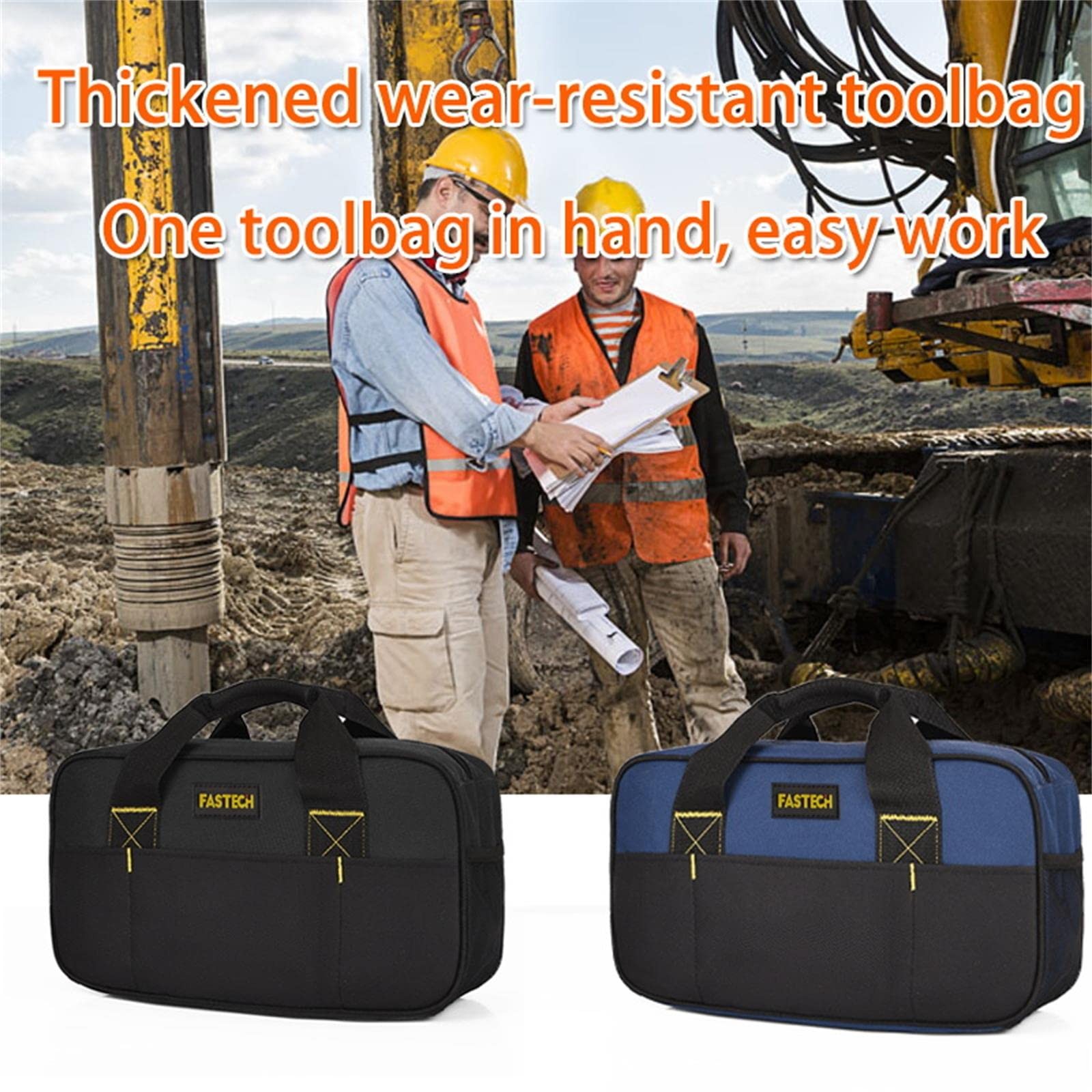 14 Inch Small Tool Bag Wide Mouth Waterproof Organizer Electrician Black/Blue