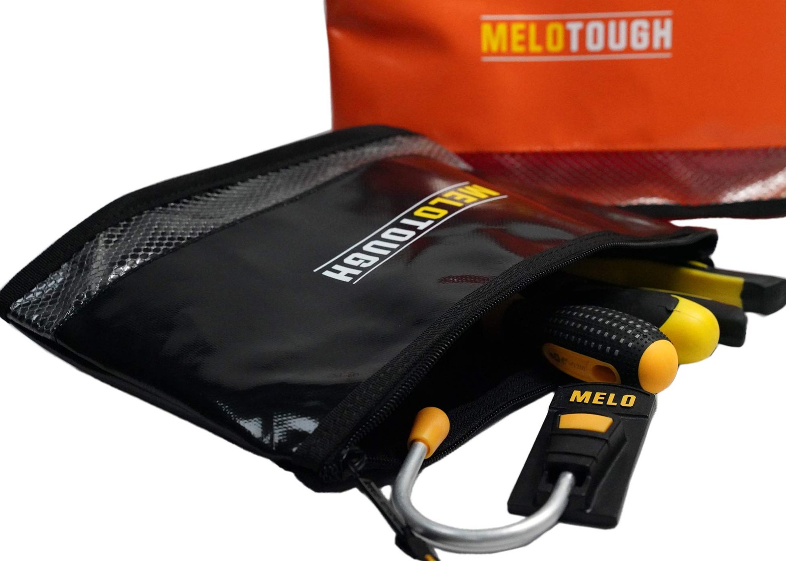 12 Inch Zipper Tool Pouch Multipurpose Small Bag Carry Case Black Orange