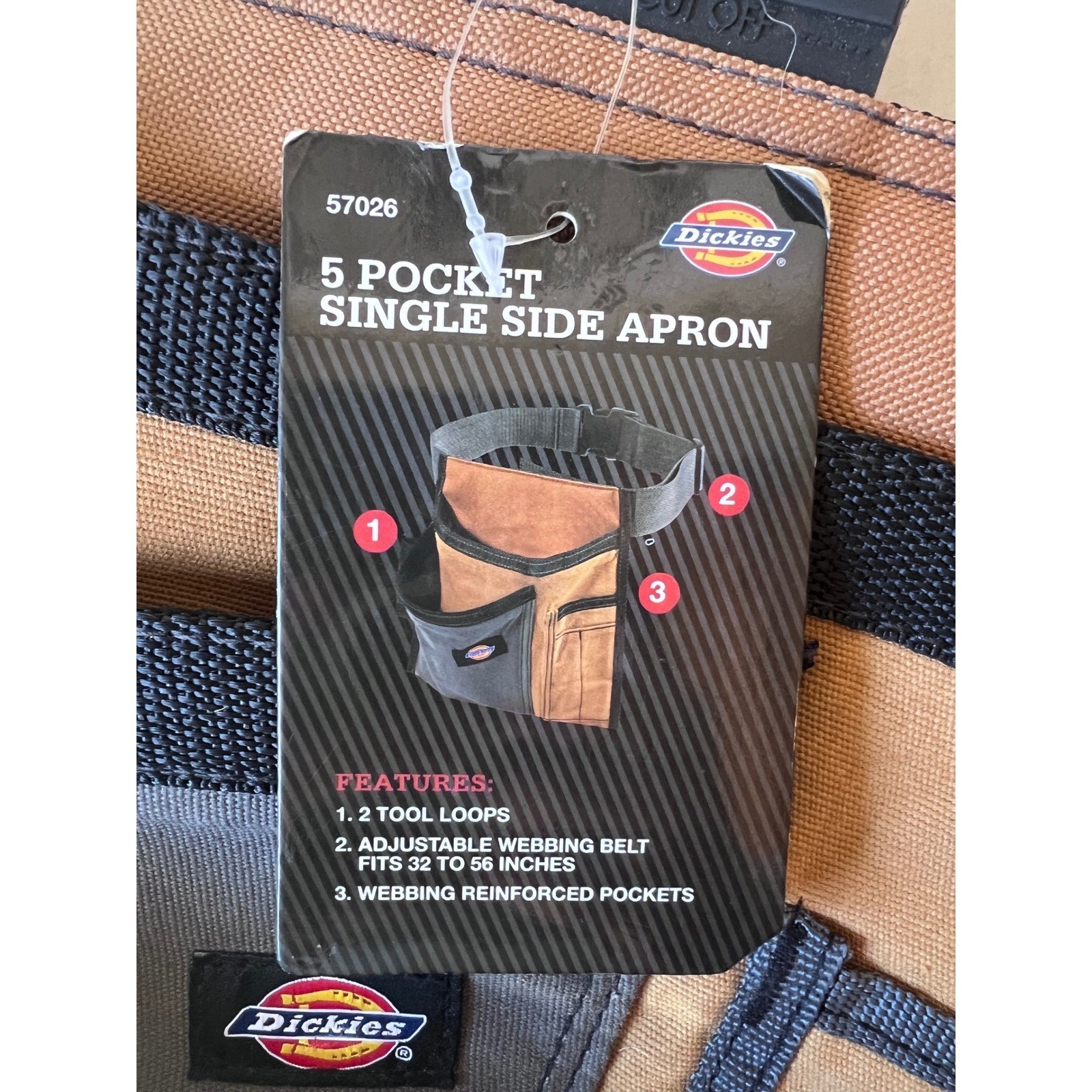 Dickies 57026 5-Pocket Single Side Tool Apron Tan Grey Canvas Adjustable Belt
