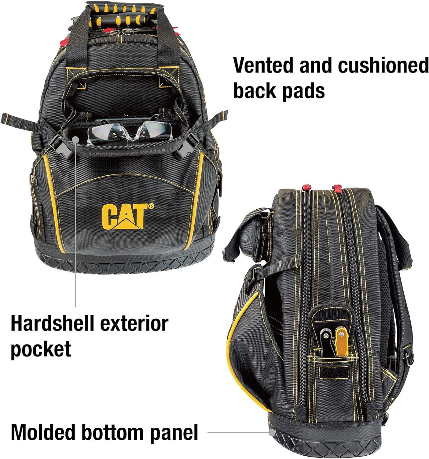 Caterpillar Cat 18″ Pro Tool Backpack, Black 18 in. with 29 Pockets,
