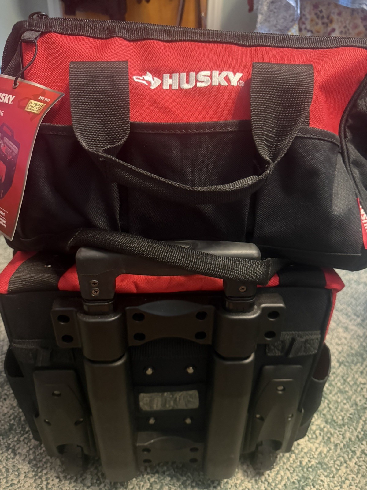 Husky 14 In. 13 Pocket Rolling Tool Bag with 18” bag