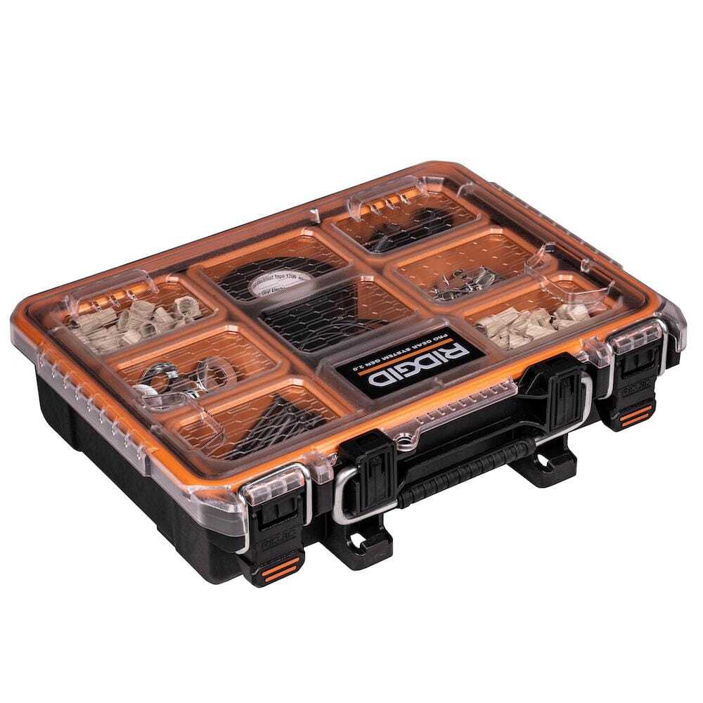 Heavy Duty Impact Resistant Multi-Section Tool and Small Parts Organizer with Tr