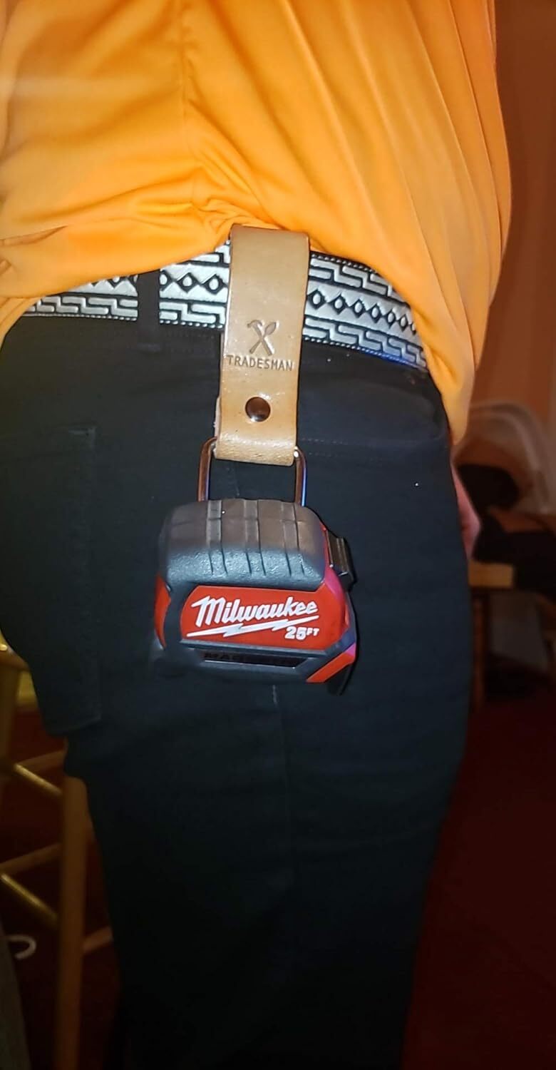 Tan Leather Utility Holster Pouch For Tape Measure Fits All Belts Easy Access