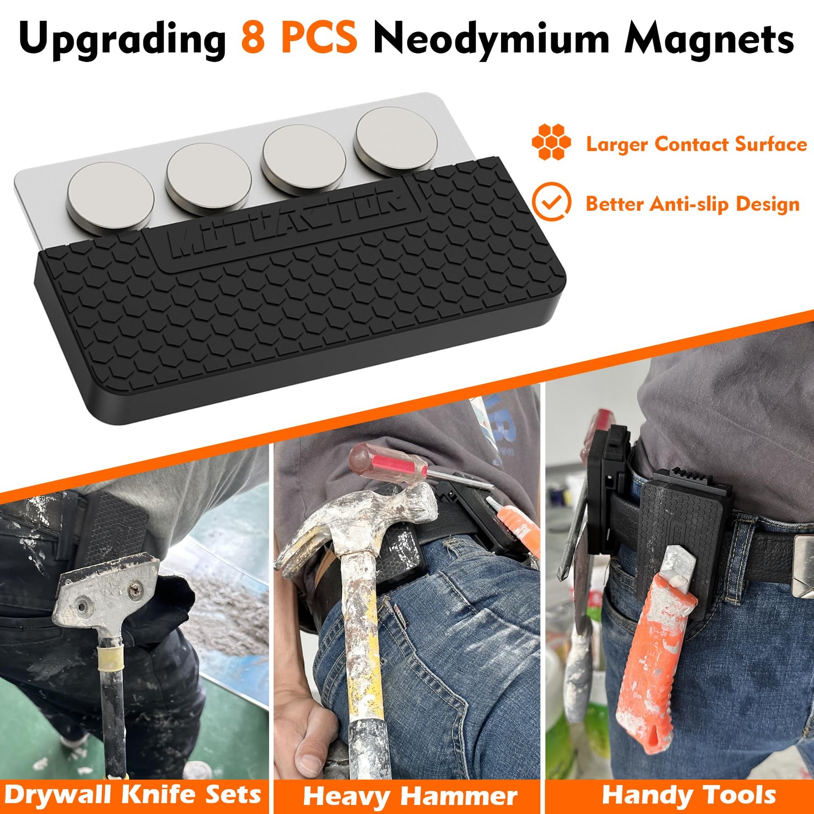 MUTUACTOR 1PCS Magnetic Tool Belt Clip,Anti-Slip Heavy-Duty Black