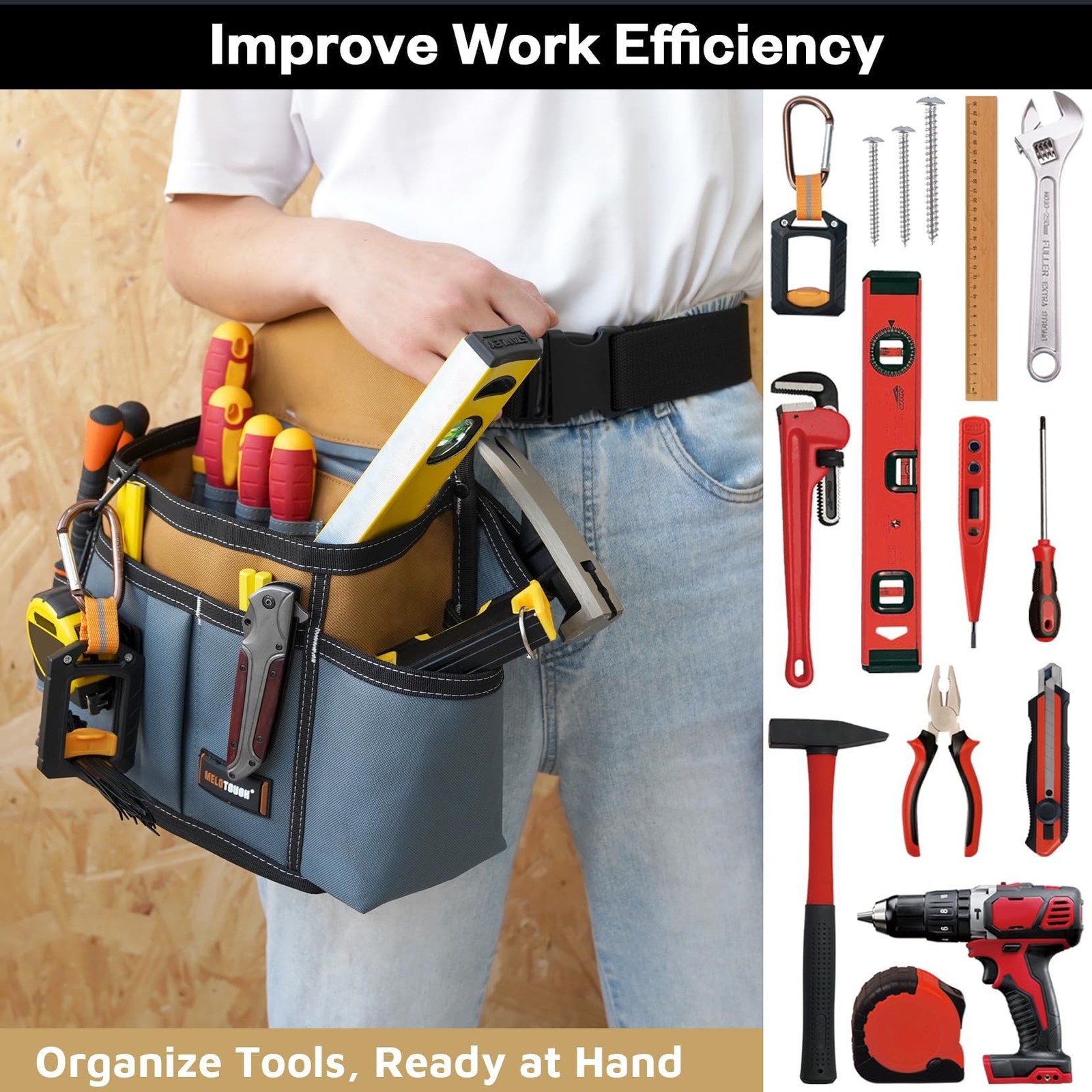 MELOTOUGH Professional Tool Belt Pouch,Small Tool Pouch with Belt,Left/Right …