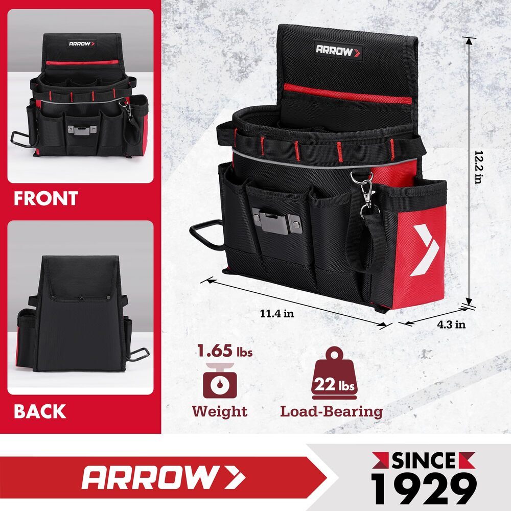 ARROW Heavy-Duty Electrician Tool Pouch with 10 Pockets 840D Oxford Fabric USA