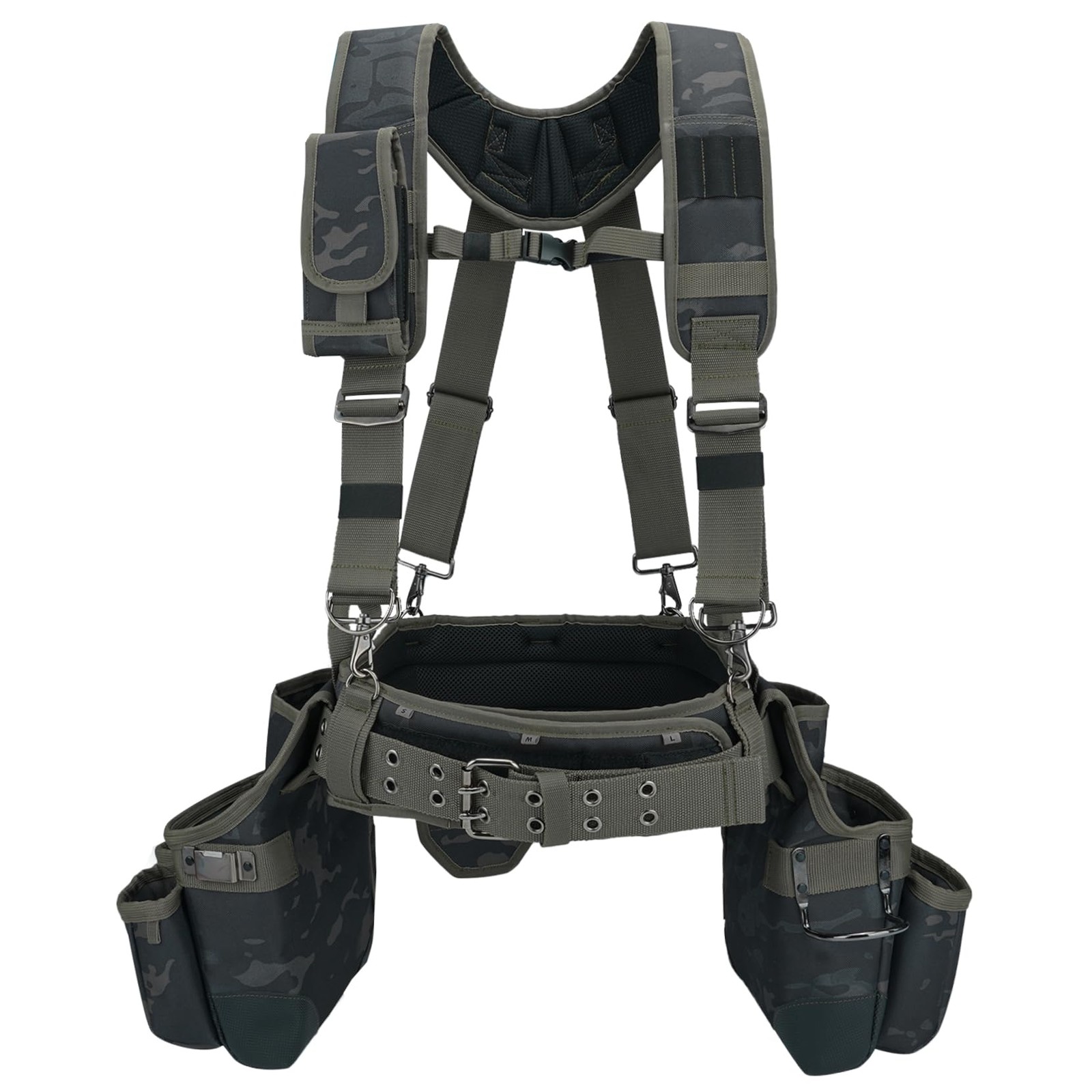MELOTOUGH Camo Tool Belt with Suspenders Camouflage Tool Pouch Organizer Supe…