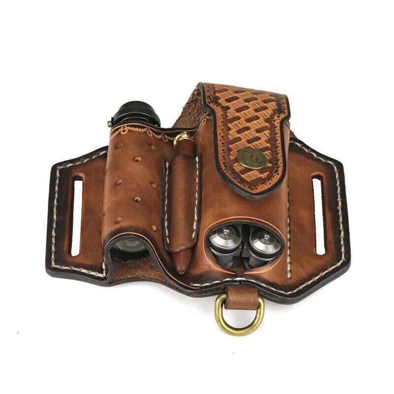 Leather Pocket Knife Sheath EDC Multitool Plier Belt Pouch Tools Holster-TOURBON