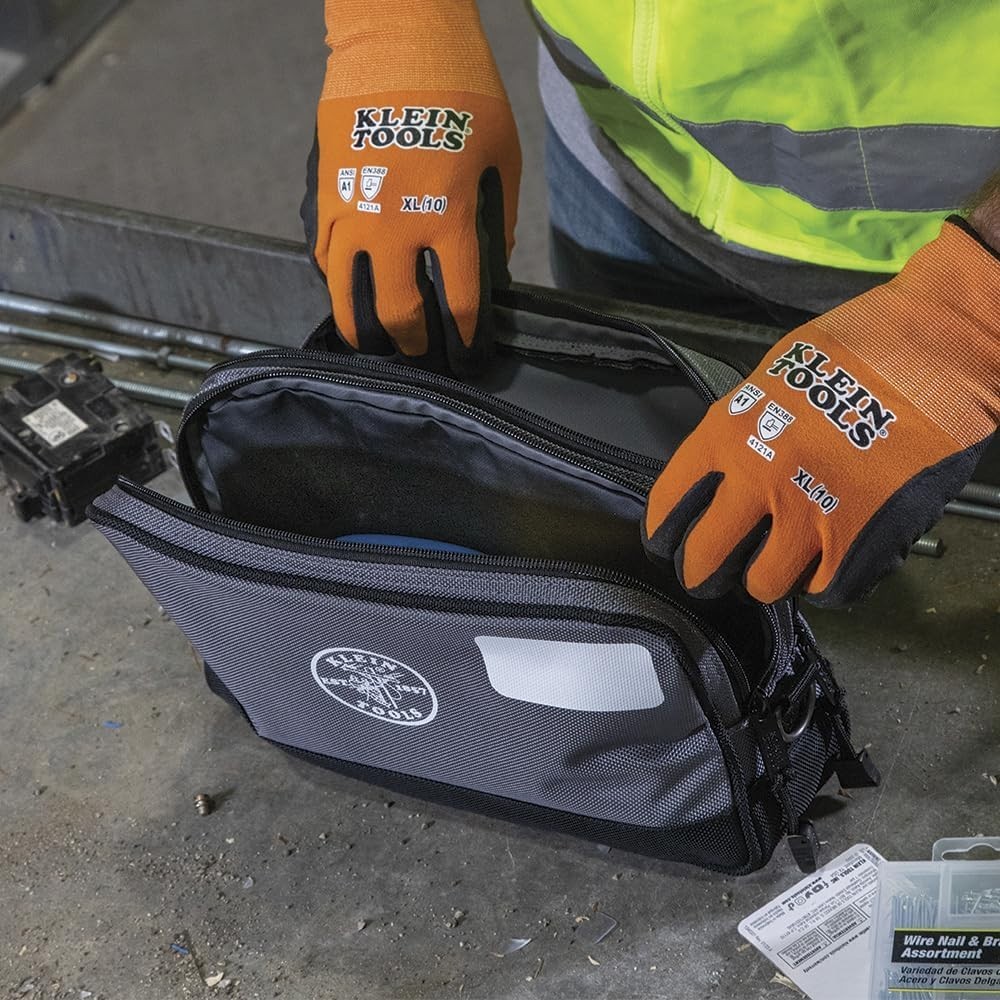 Tool Pouch, Dual Compartments, Heavy-Duty Tool Bag Organizer, Multipurpose Bag.