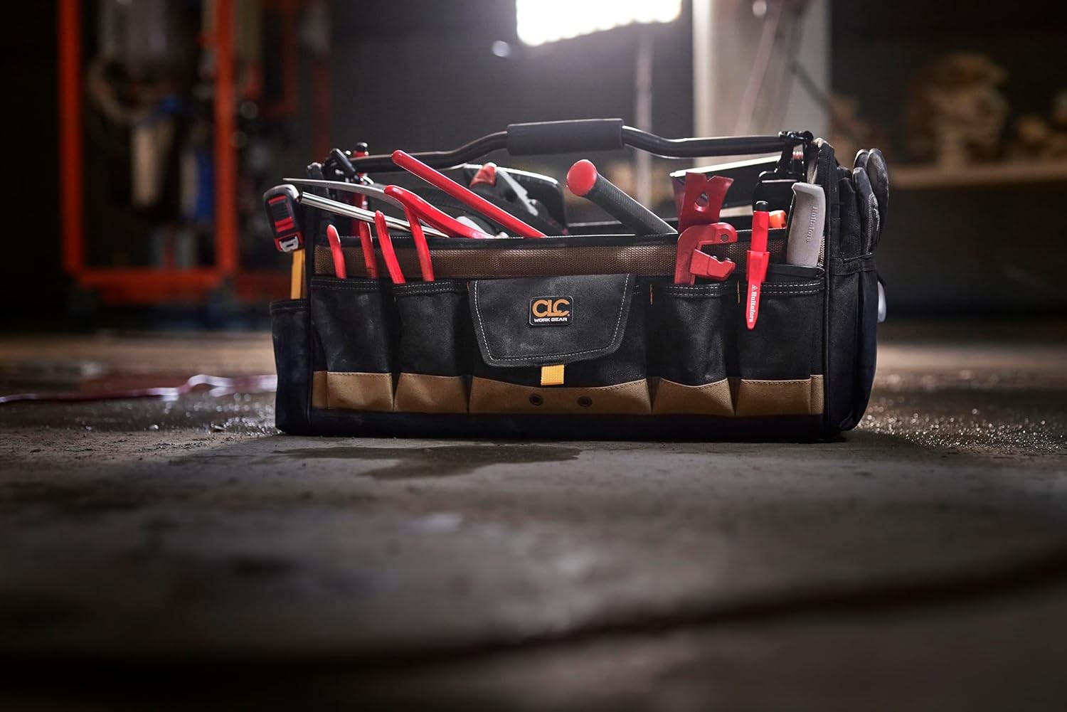 Custom Leathercraft WORK GEAR 1579 20″, Open Top,Soft Sided Tool Box, 27 Pockets