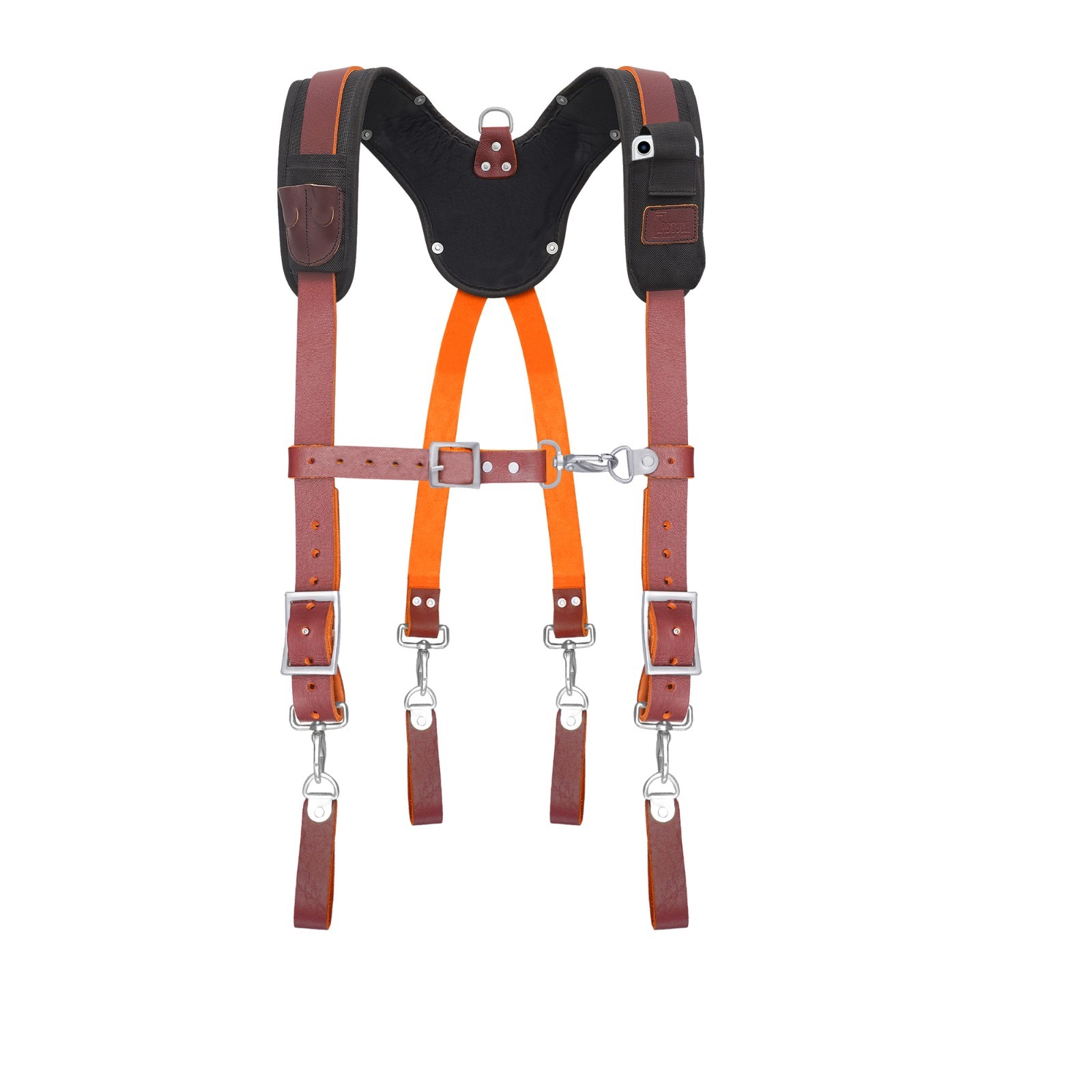 Trutuch Maroon Leather Tool Belt with Suspender | 18 Pockets | Framers Tool Belt