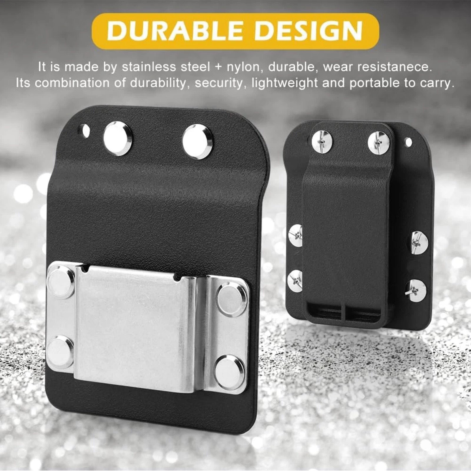 Low Profile Metal Tape Measure Holder For Tool Belt Clip Black Nylon Holster