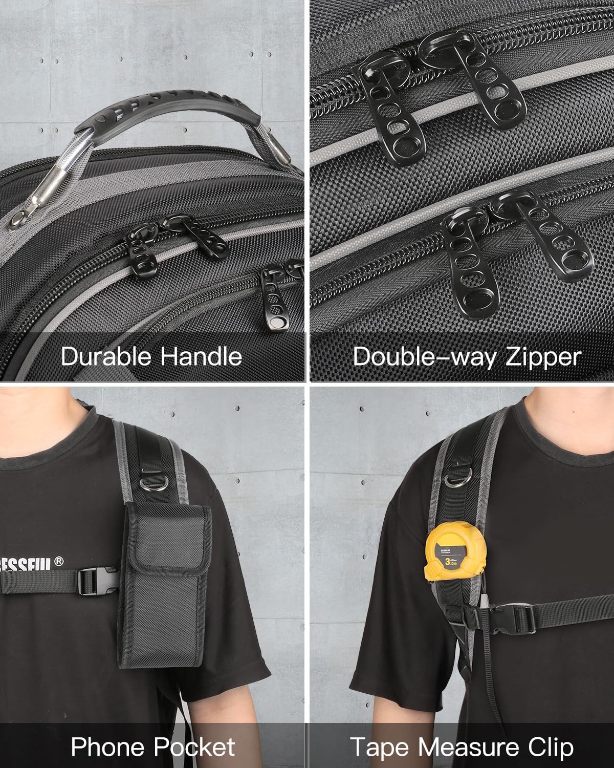 Tool Backpack with Laptop Compartment, Full-Open Tool Bag, Hvac Tool Bags, He…