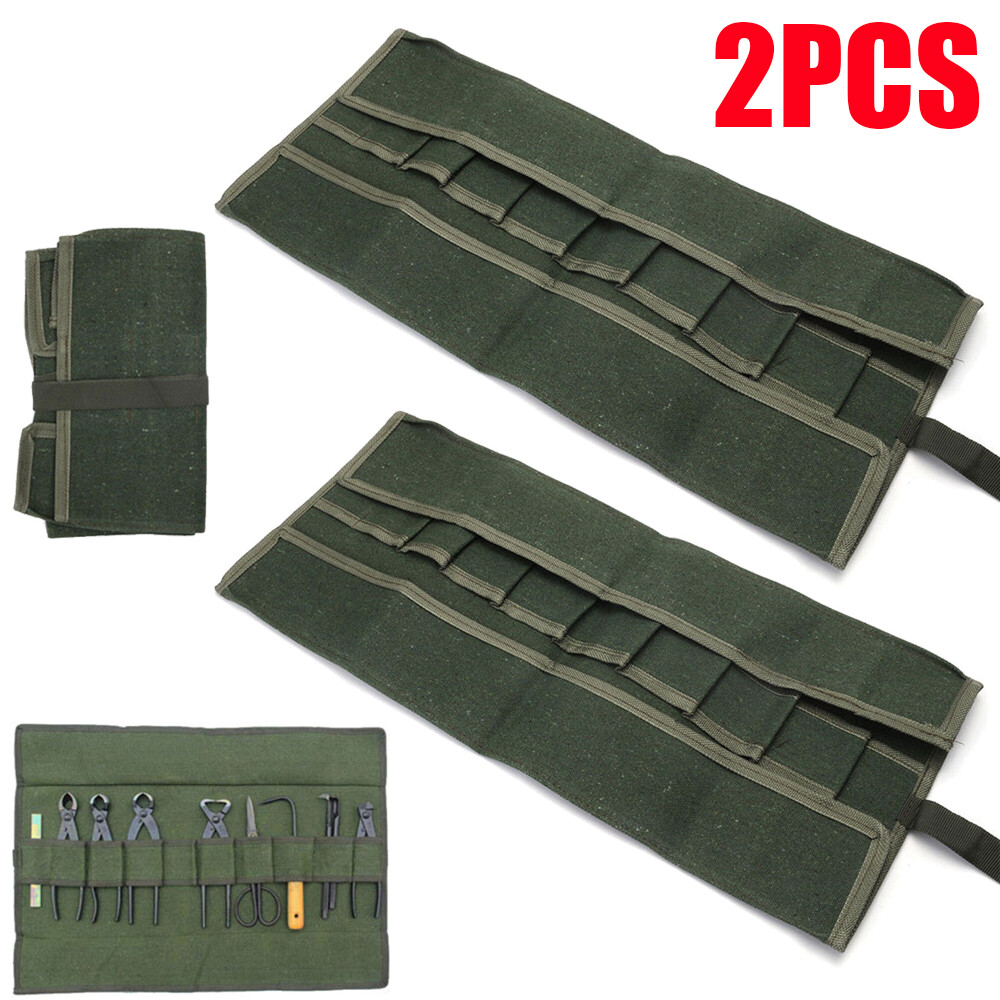 2Pc 10 Pockets Roll Up Tool Organizer Wrench Storage Pouch Mechanics wrap bag TL