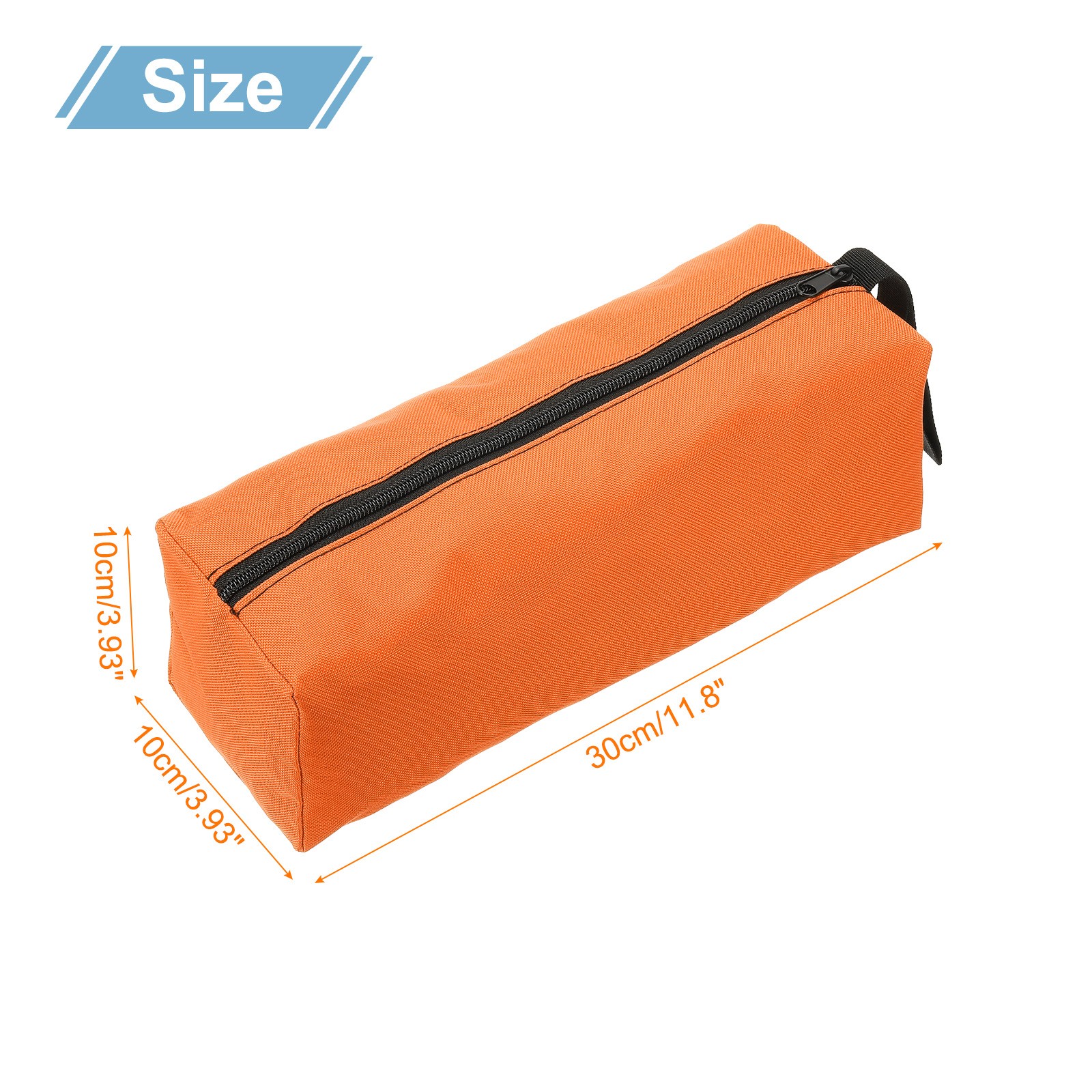 2pcs Zipper Utility Tool Bag 11.8x4x4 Inch Multi-purpose Tote Bag Orange