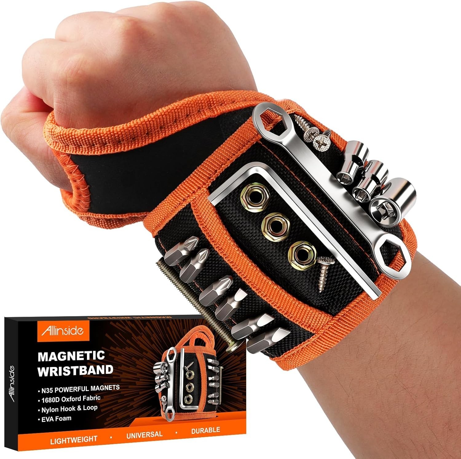Magnetic Wristband for Tools, Tool Belt Wrist Band with 15 Powerful Magnets, …