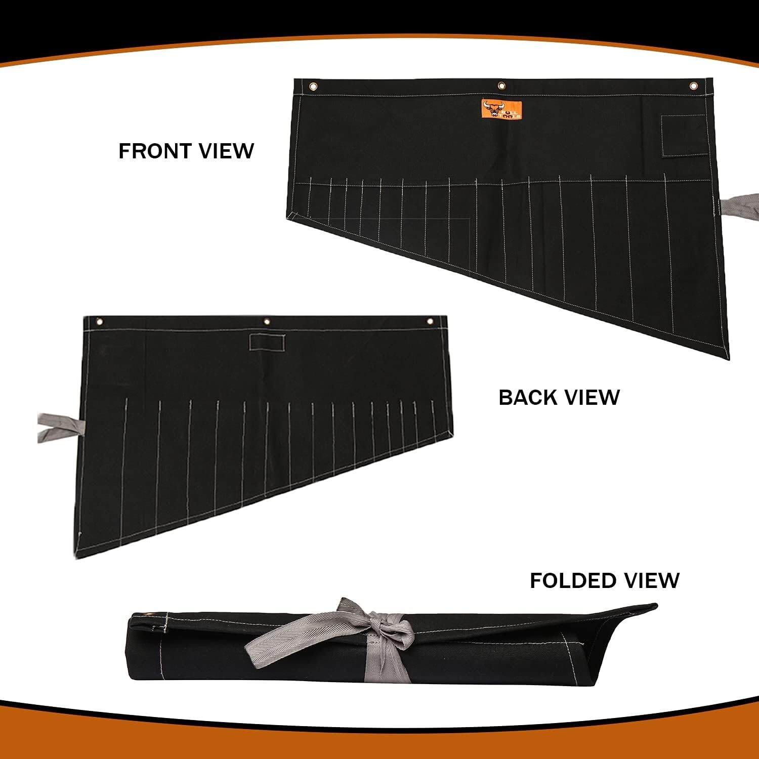 Coal Black 16 Pocket Wrench and Tool Organizer – Heavy Duty Cotton Canvas